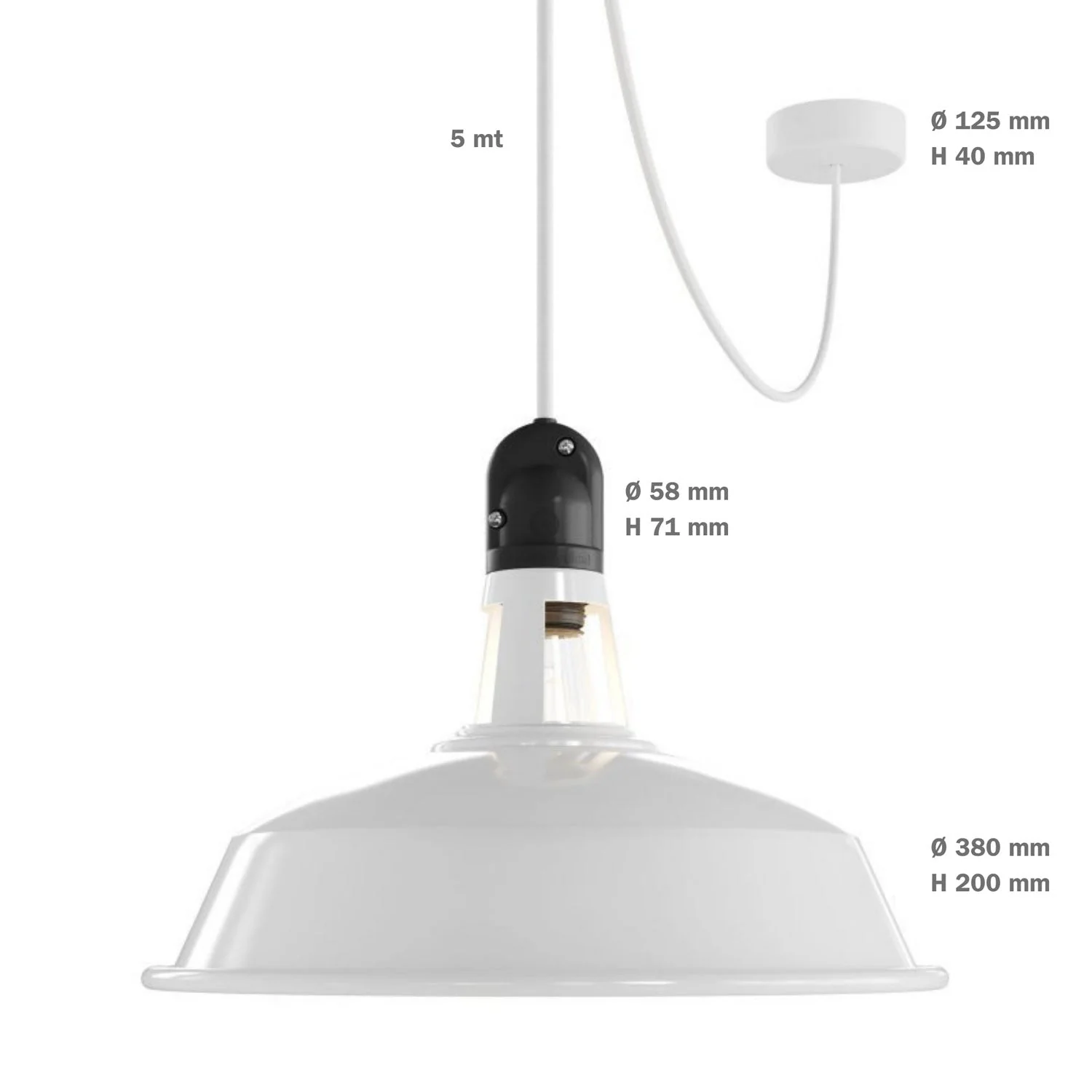 Modulair ELEGANT Outdoor lamp with lampshade, 5 m cable, silicone ceiling rose and IP65 waterproof lamp holder - White - Image 7