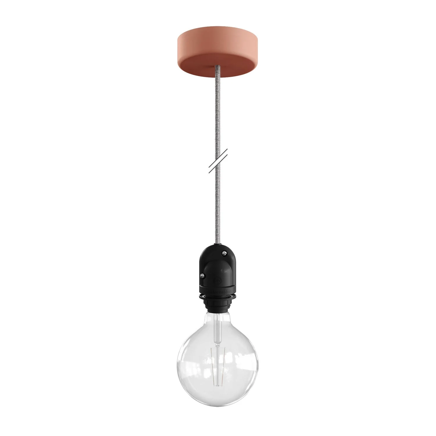 Modulair Lamp for outdoor lampshade with 1.5 m textile cable, ceiling rose and IP65 waterproof lamp holder - Salmon