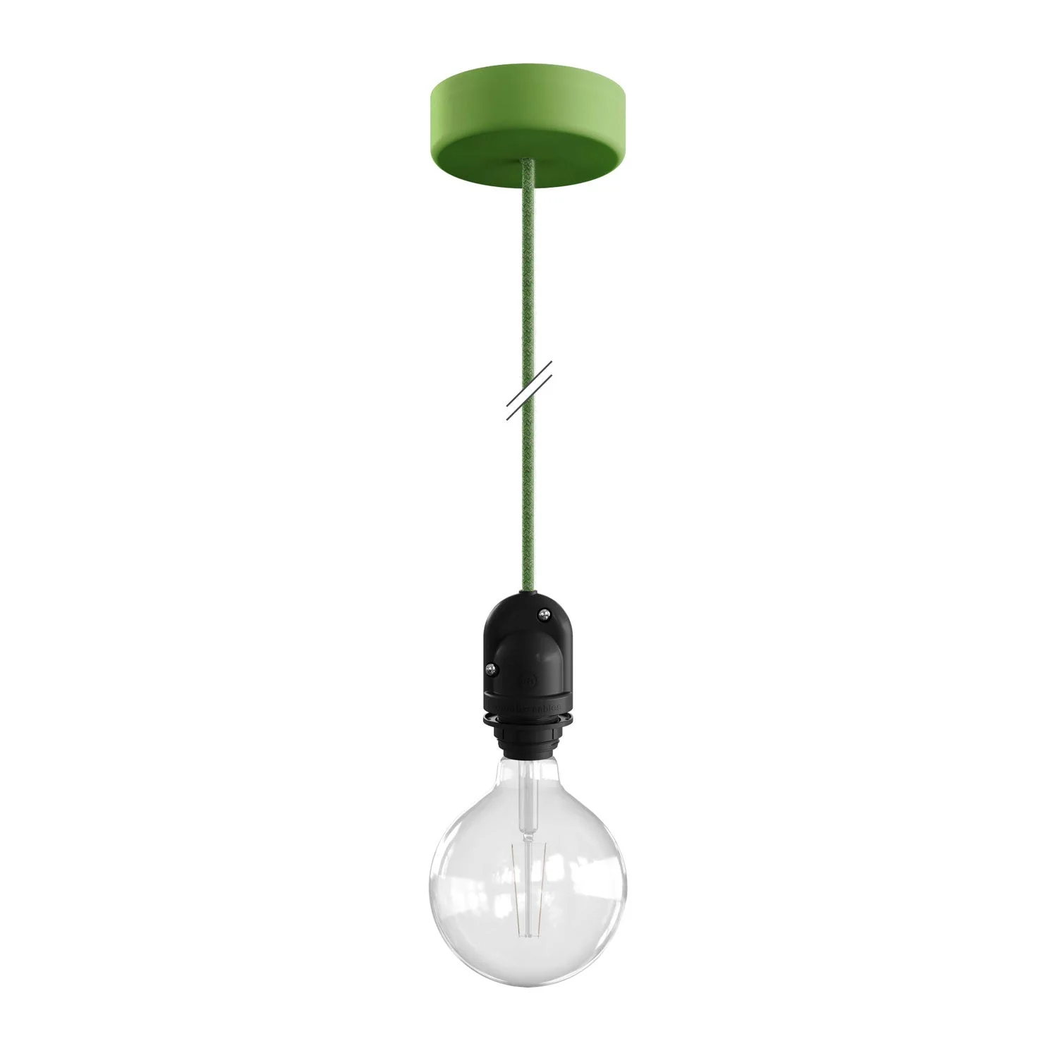 Modulair Outdoor lampshade lamp with 1.5 m fabric cable, ceiling rose and IP65 waterproof lamp holder - Meadow Green