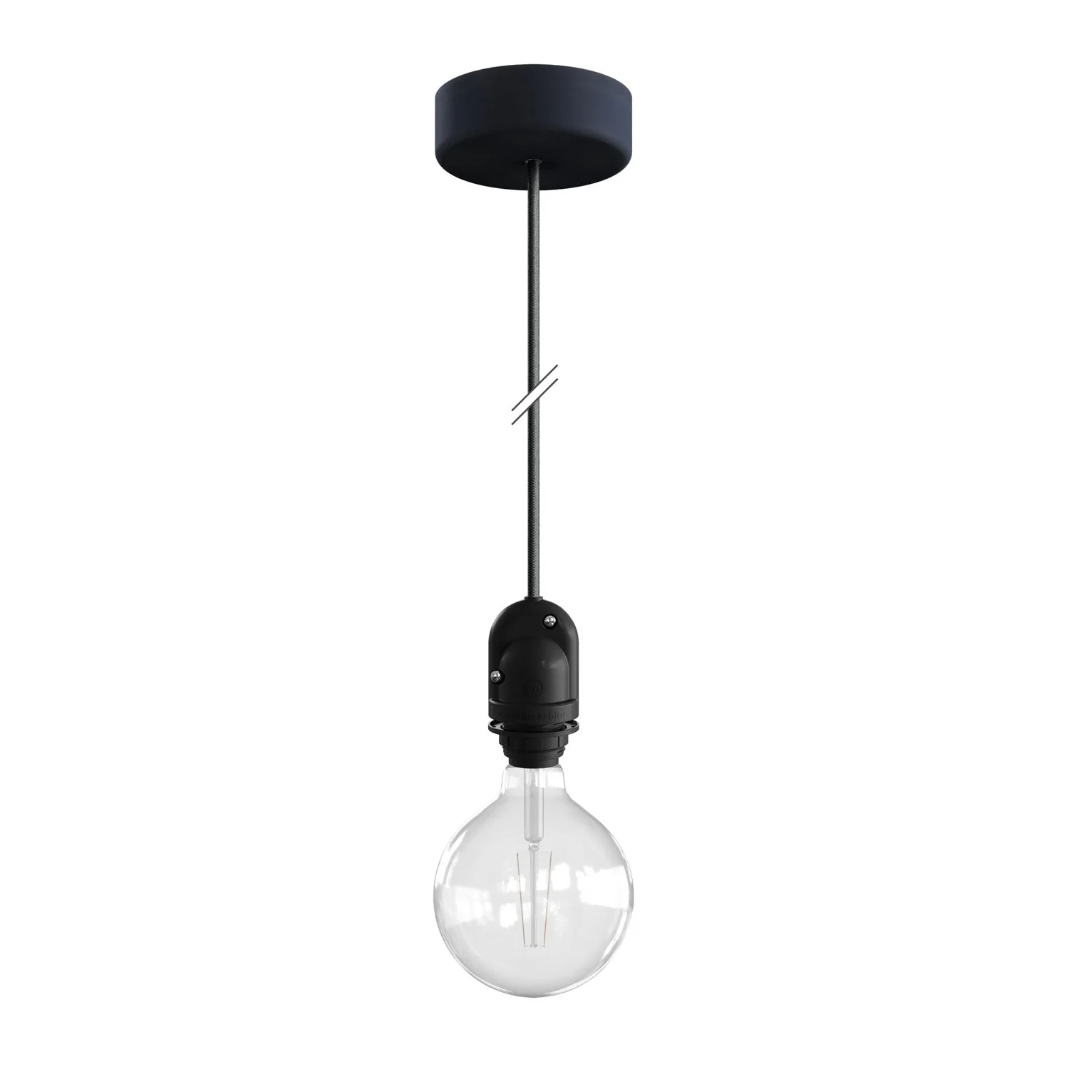 Modulair Outdoor lampshade lamp with 1.5 m textile cable, ceiling rose and IP65 waterproof lamp holder - Graphite