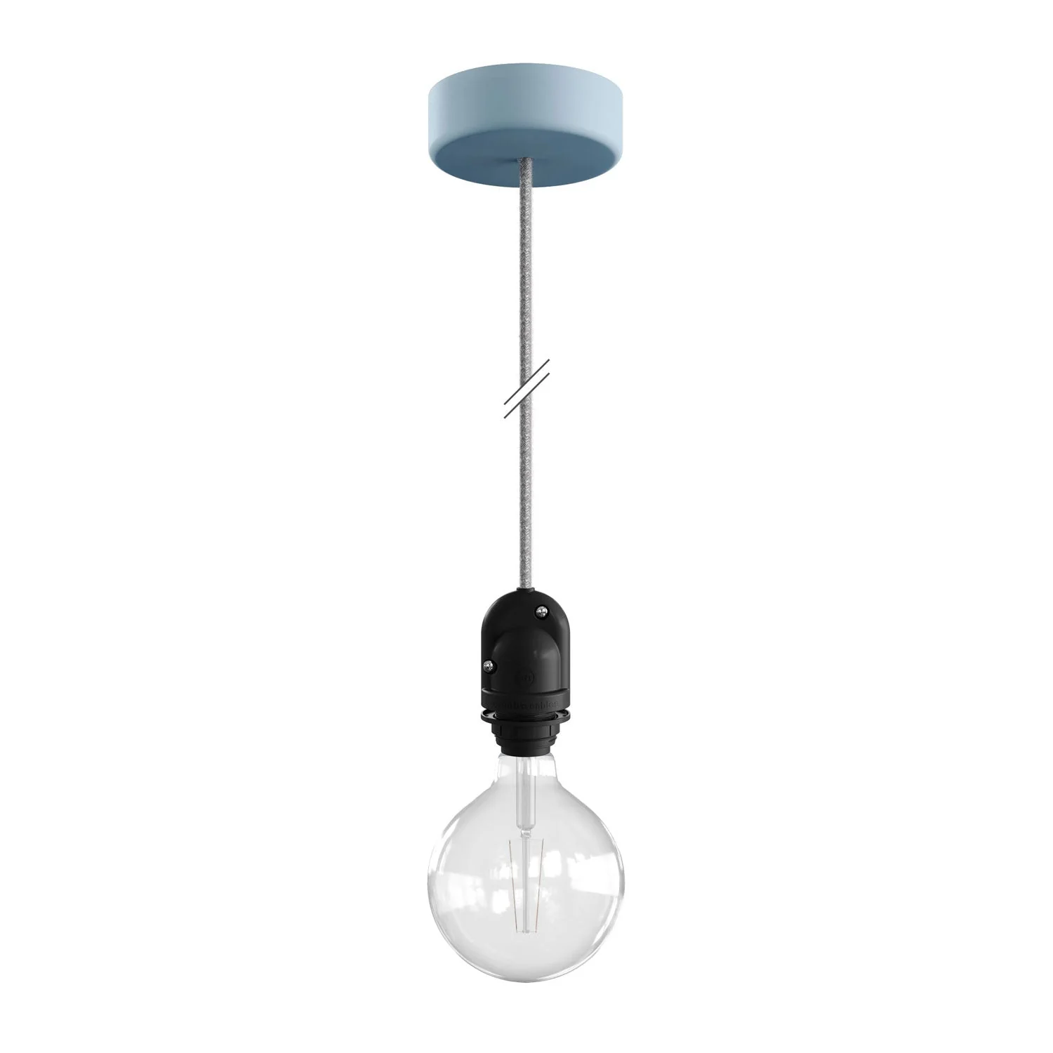 Modulair Outdoor lampshade lamp with 1.5 m textile cable, ceiling rose and IP65 waterproof lamp holder - Powder blue