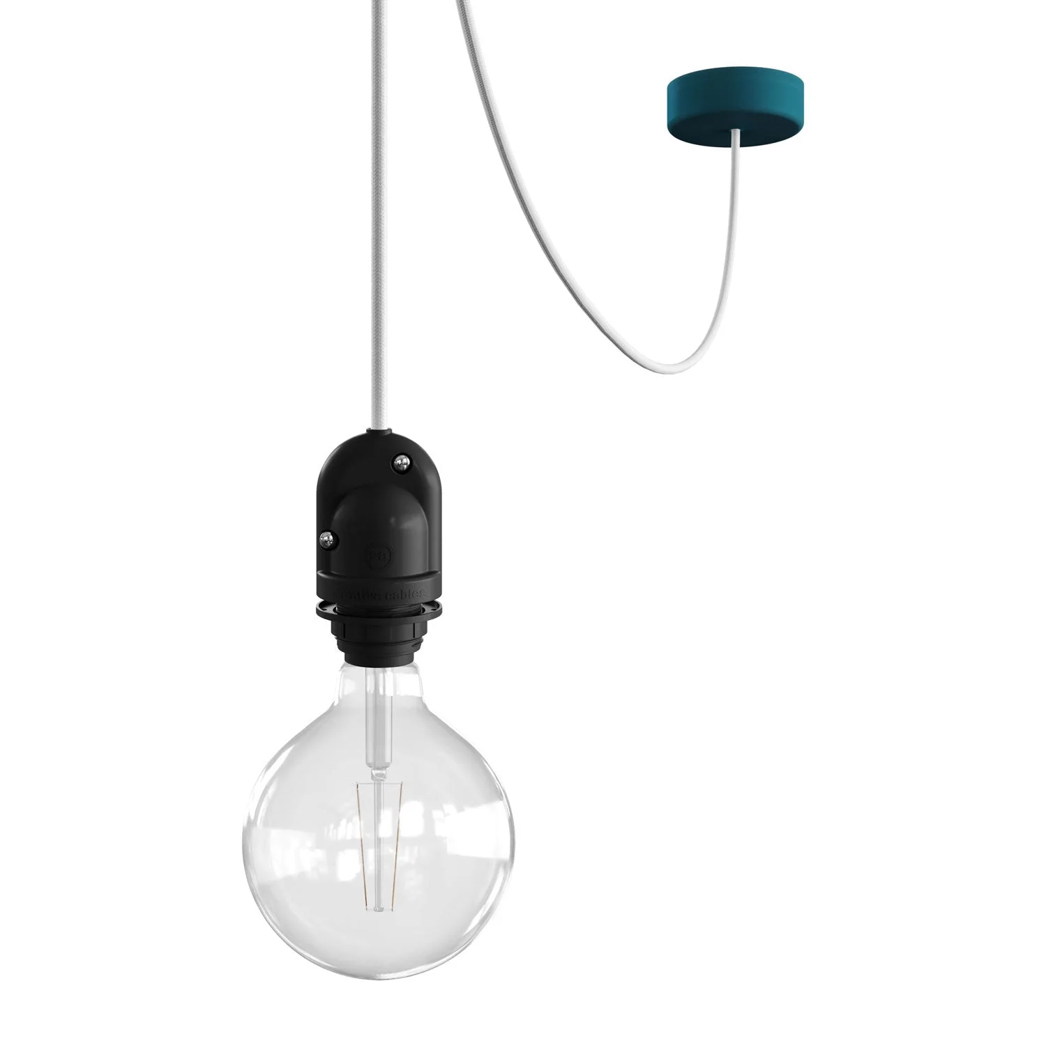 Modulair Outdoor lamp for lampshade with 5 m fabric cable, cable clamp, ceiling rose and lamp holder IP65 - Petrol Blue