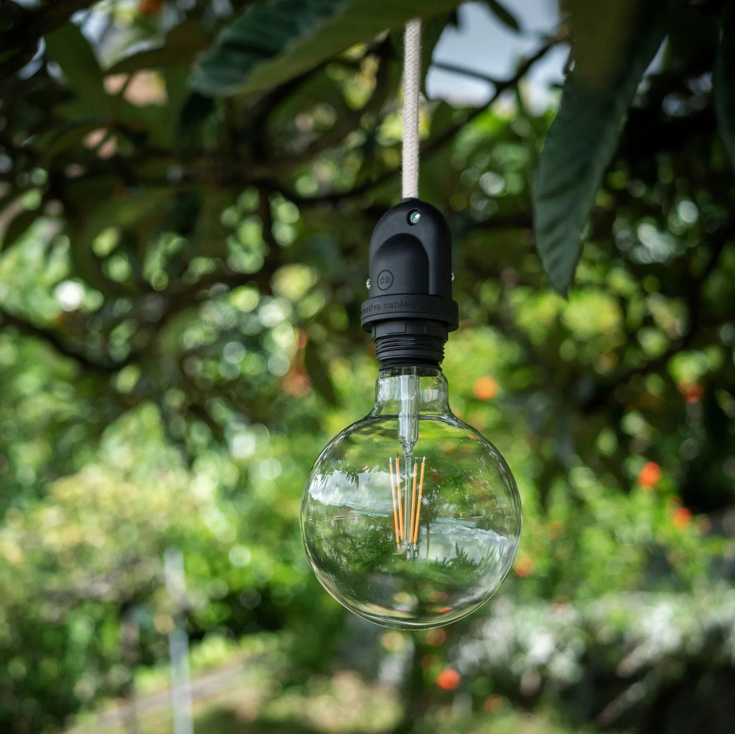 Modulair Outdoor lamp for lampshade with 5 m fabric cable, cable clamp, ceiling rose and lamp holder IP65 - Petrol Blue - Image 2
