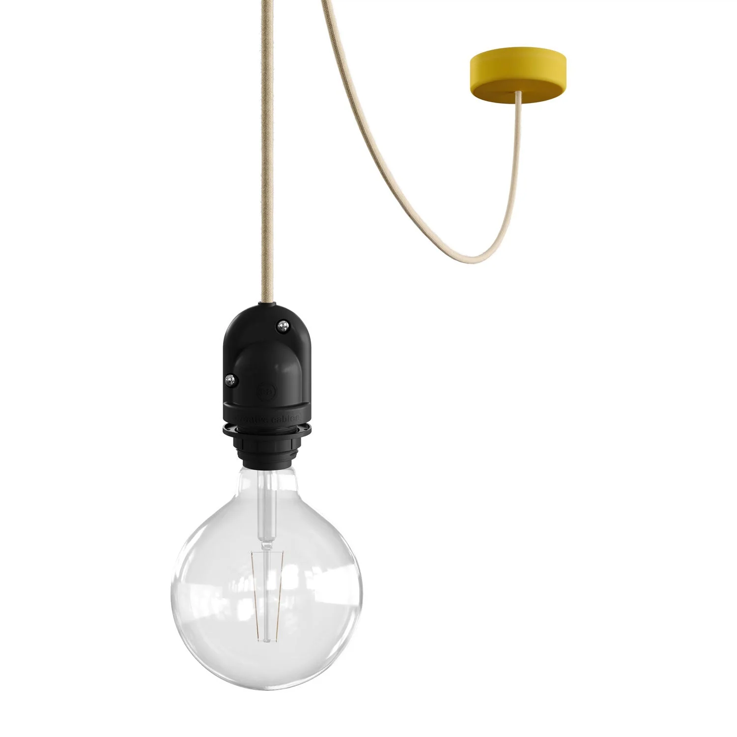 Modulair Outdoor lamp for lampshade with 5 m textile cable, cable clamp, ceiling rose and lamp holder IP65 - Mustard