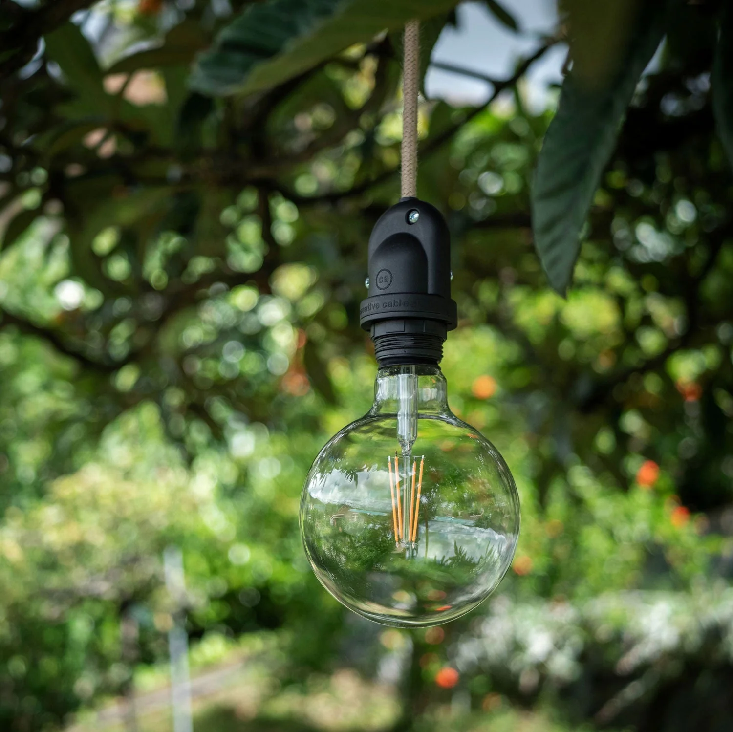 Modulair Outdoor lamp for lampshade with 5 m textile cable, cable clamp, ceiling rose and lamp holder IP65 - Mustard - Image 2