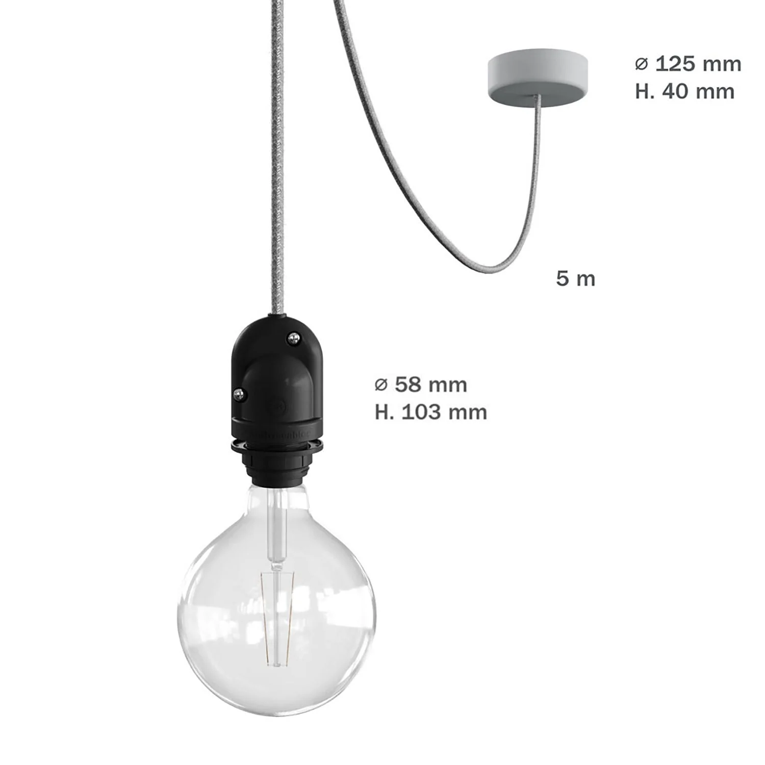 Modulair Outdoor lamp for lampshade with 5 m textile cable, cable clamp, ceiling rose and lamp holder IP65 - Mustard - Image 6