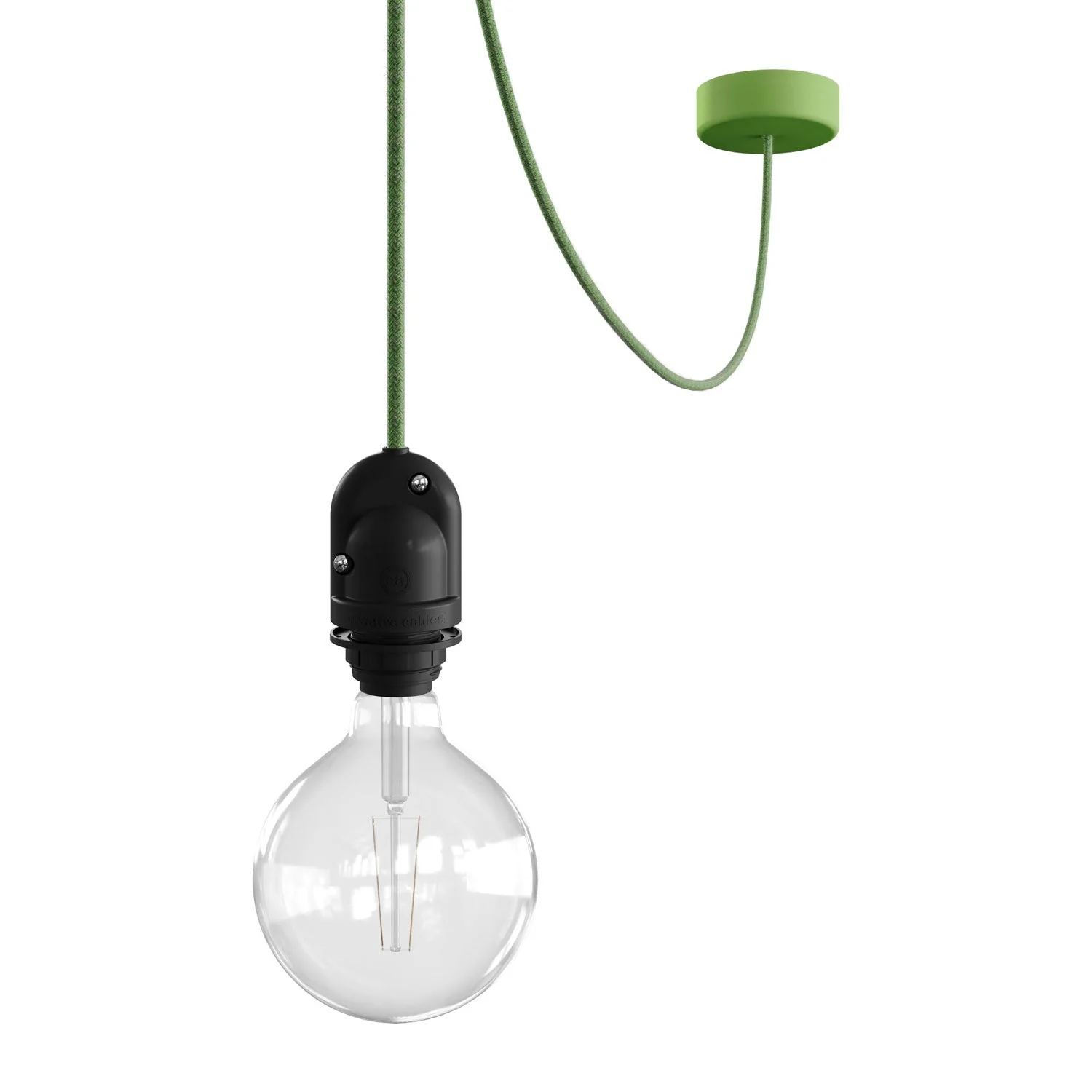 Modulair Outdoor lamp for lampshade with 5 m textile cable, cable adjuster, ceiling rose and IP65 lamp holder - Meadow green