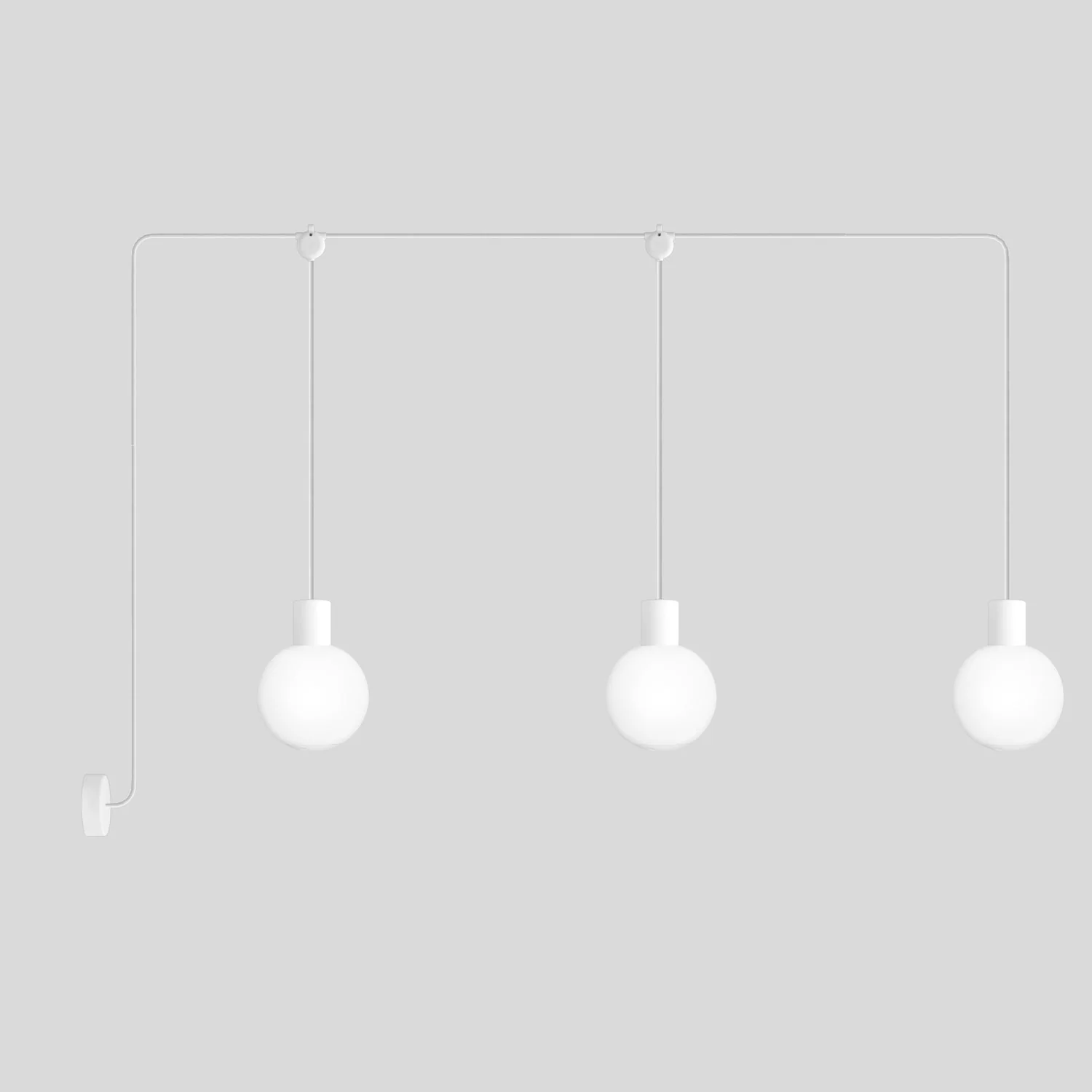 Modulair Outdoor Lamp, suitable for wet locations, with 3 drops and Unbreak-a-Ball unbreakable shades - White