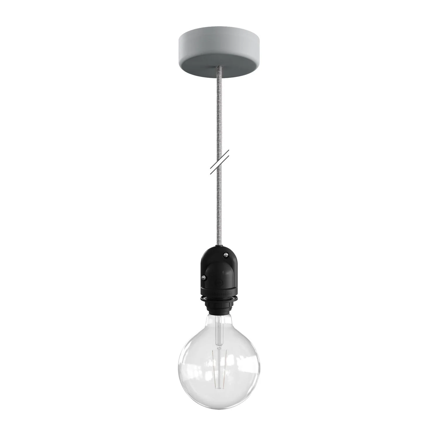 Modulair Outdoor lampshade lamp with 1.5 m fabric cable, ceiling rose and IP65 waterproof lamp holder - Ice grey
