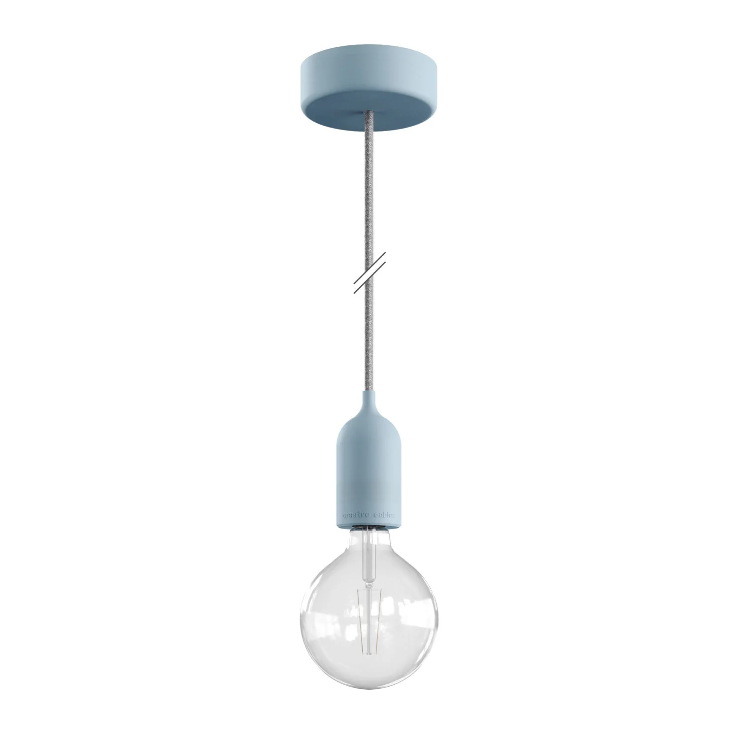 Modulair PASTEL Outdoor lamp with 1.5 m textile cable, ceiling rose and silicone lamp holder IP65 waterproof - Powder blue