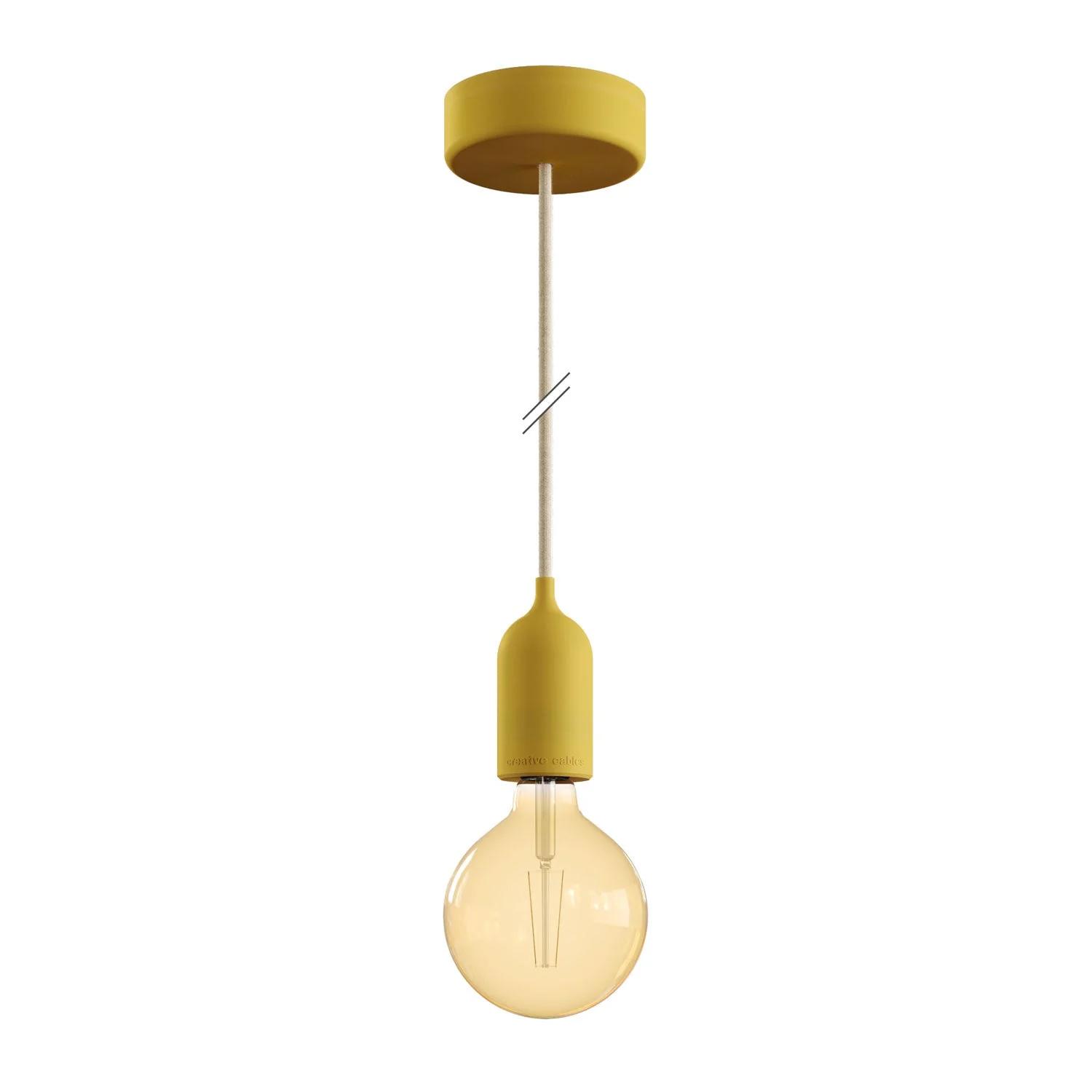 Modulair PASTEL Outdoor lamp with 1.5 m fabric cable, ceiling rose and silicone lamp holder IP65 waterproof - Mustard