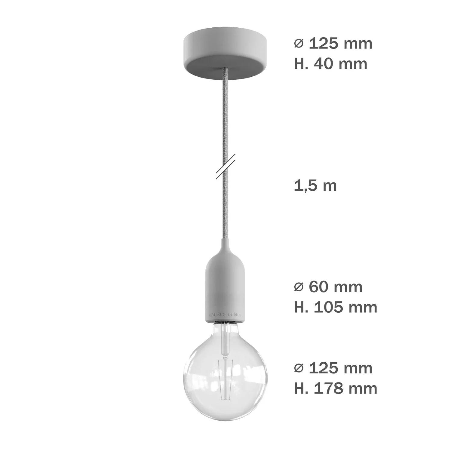 Modulair PASTEL Outdoor lamp with 1.5 m fabric cable, ceiling rose and silicone lamp holder IP65 waterproof - Mustard - Image 6