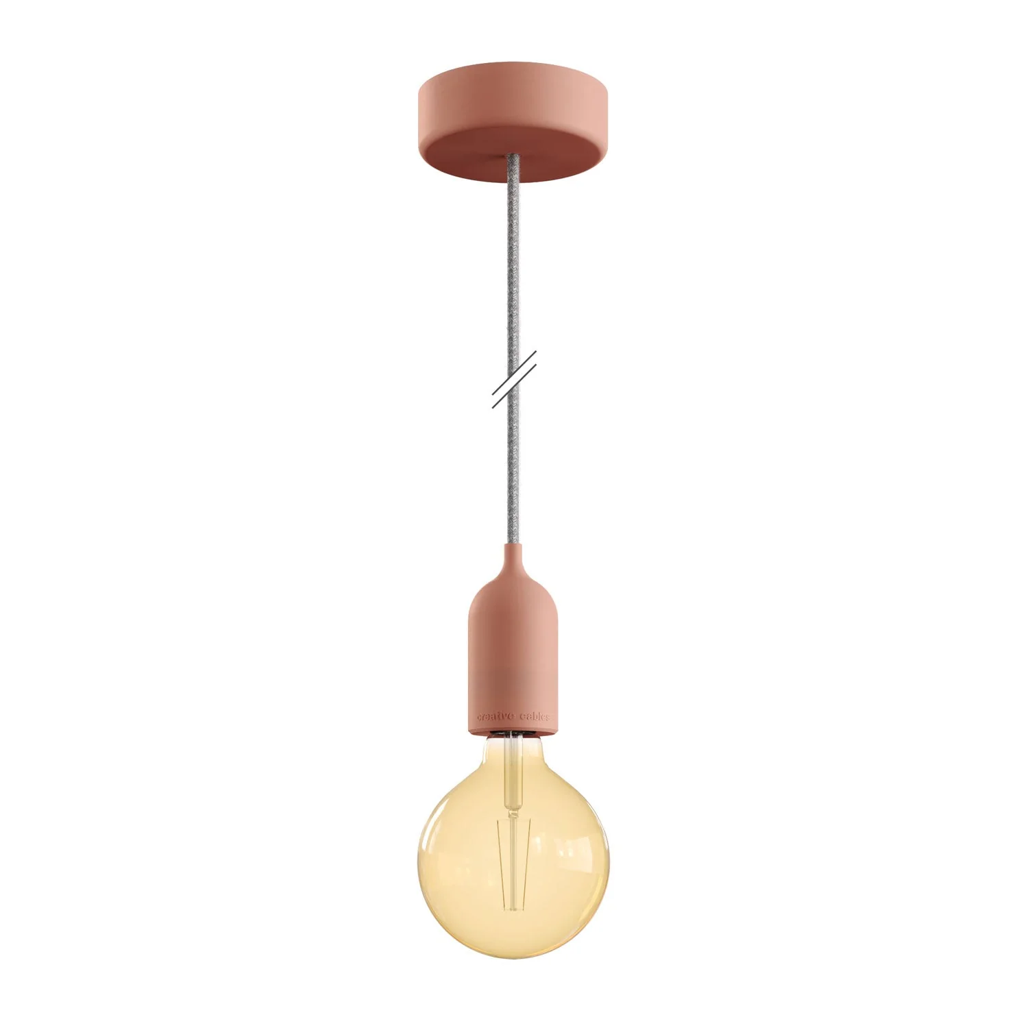 Modulair PASTEL Outdoor lamp with 1.5 m fabric cable, ceiling rose and silicone lamp holder, IP65 waterproof - Salmon