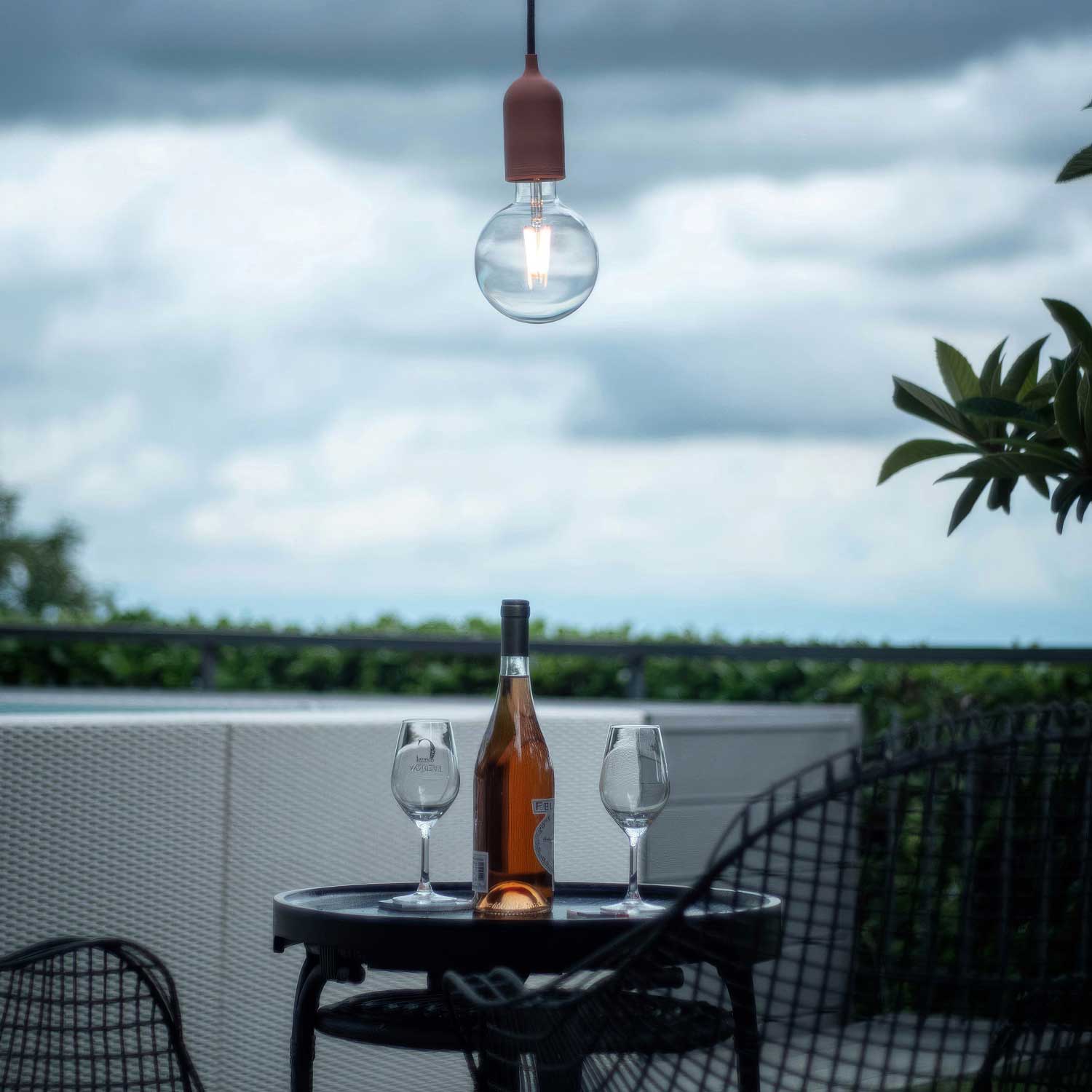 Modulair PASTEL Outdoor lamp with 1.5 m fabric cable, ceiling rose and silicone lamp holder, IP65 waterproof - Salmon - Image 4