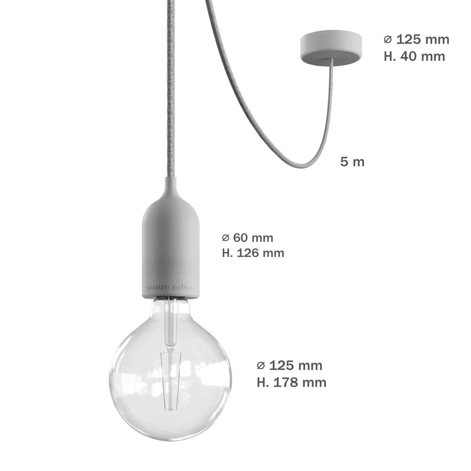 Modulair PASTEL Outdoor lamp with 5 m cable, cable tensioner, ceiling rose and IP65 waterproof lamp holder - Powder blue - Image 6