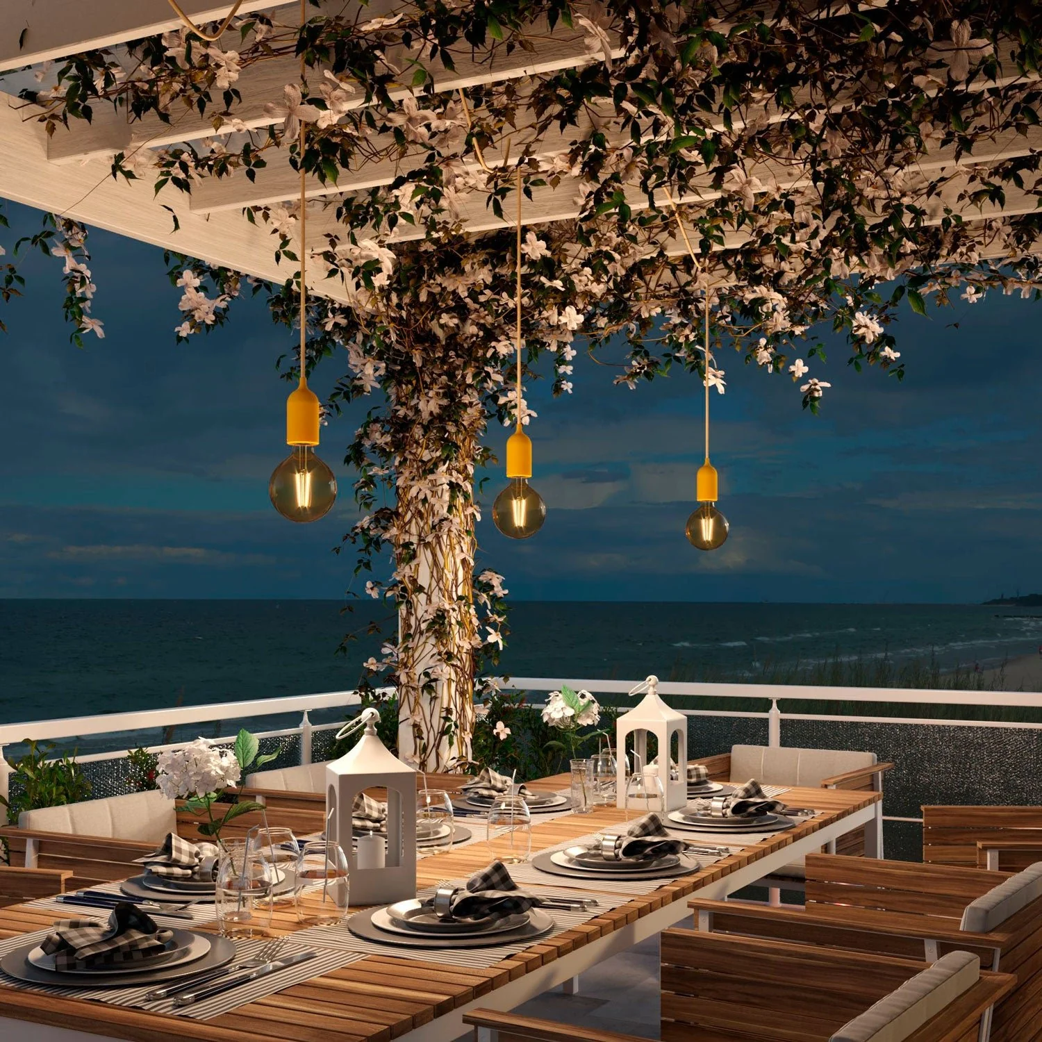 Modulair PASTEL Outdoor lamp with 5 m cable, cable clamp, ceiling rose and IP65 waterproof lamp holder - Mustard - Image 3