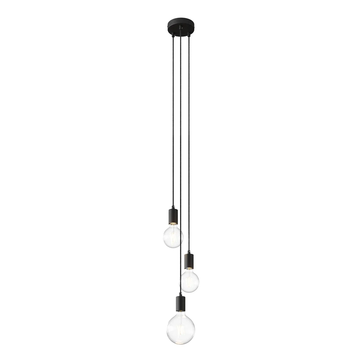 Multiple pendant lamp with 3 drops and metal finishes - Black