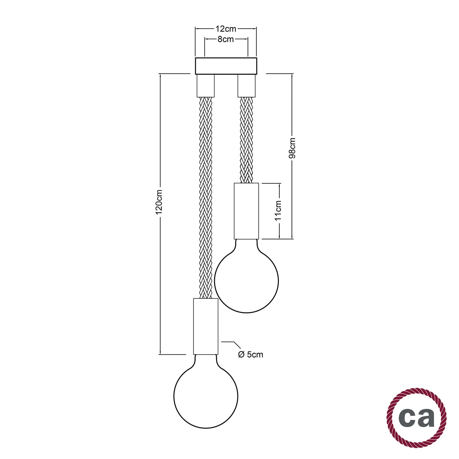 Multiple pendant lamp with 2 drops, complete with 2XL cord and wood finishes - Neutral - Image 6