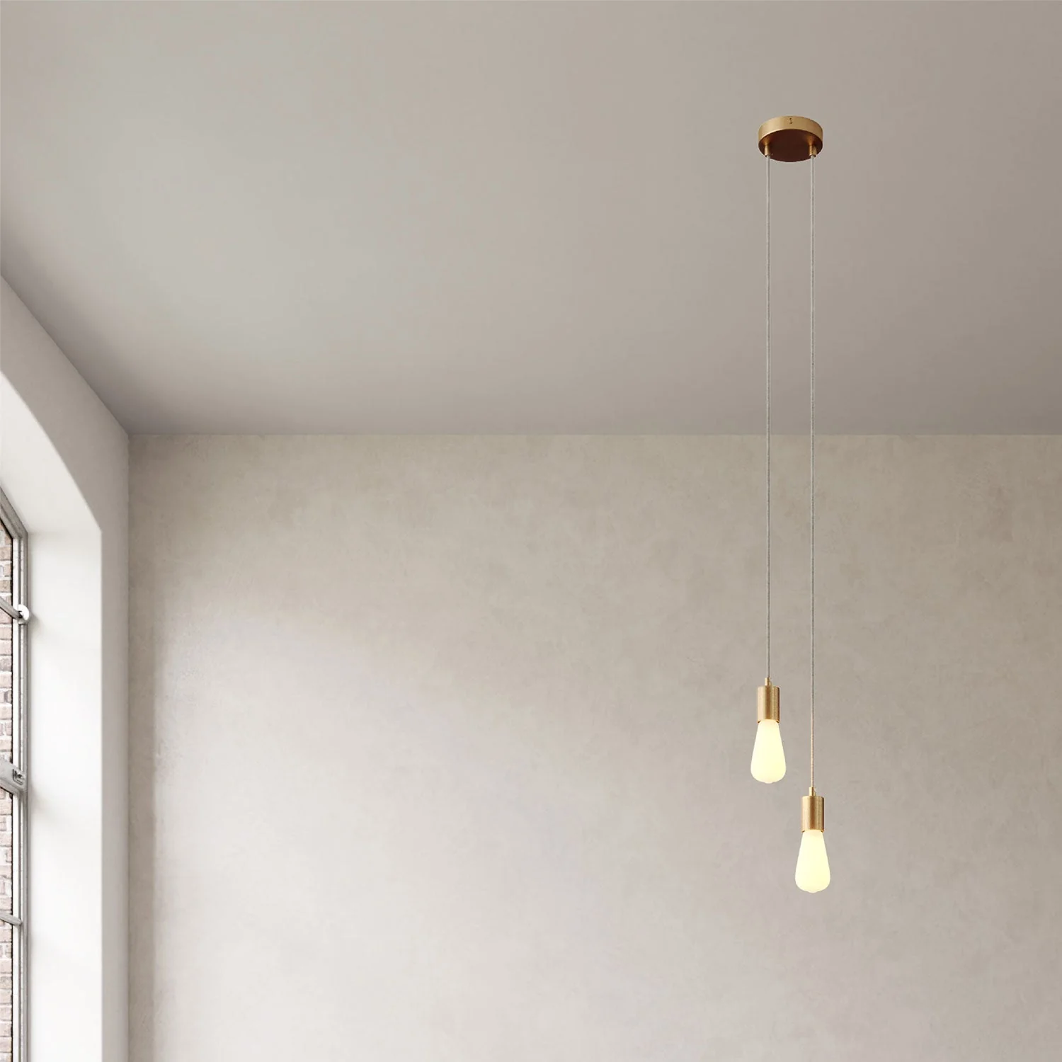 Double-drop multi pendant lamp with metal finishes - Satin bronze - Image 3