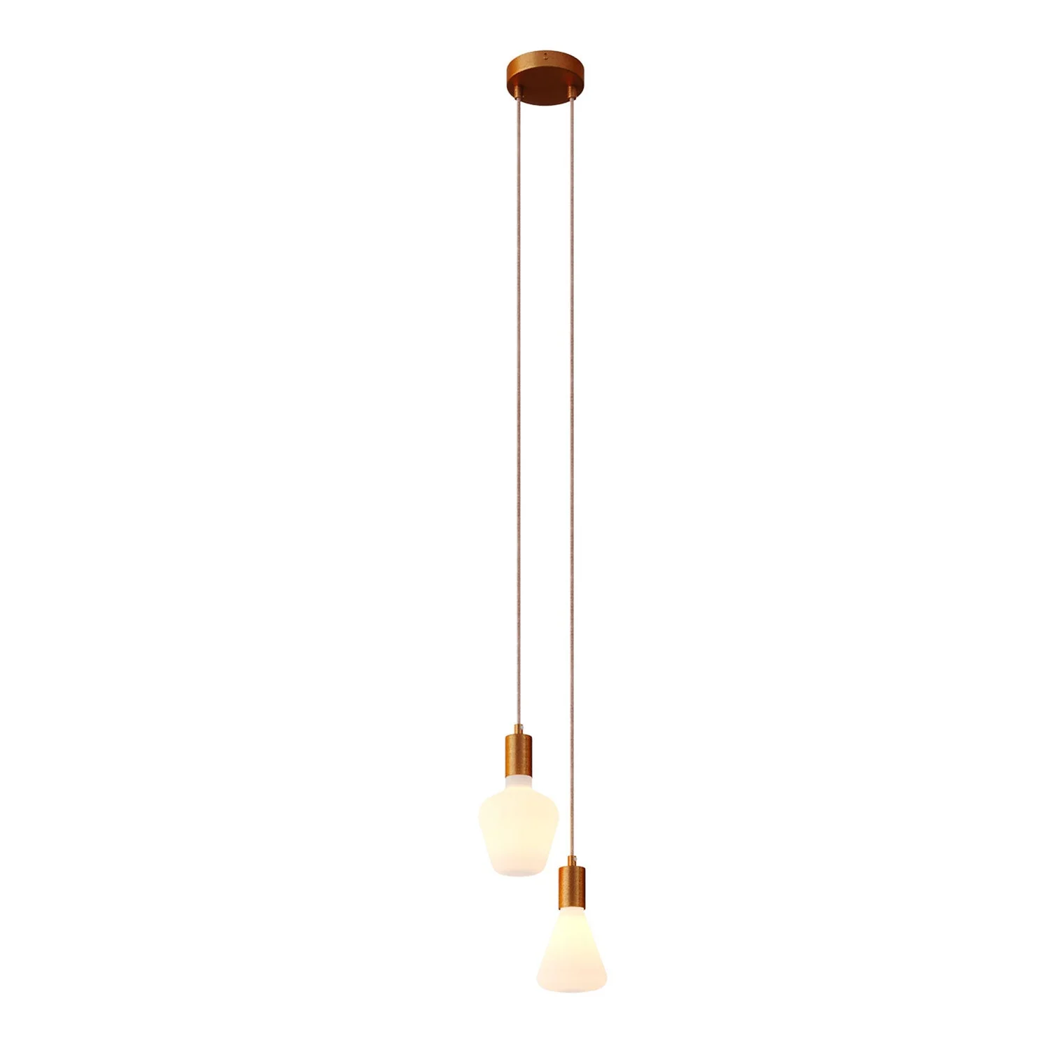 Multiple pendant lamp with 2 drops and metal finishes - Satin copper