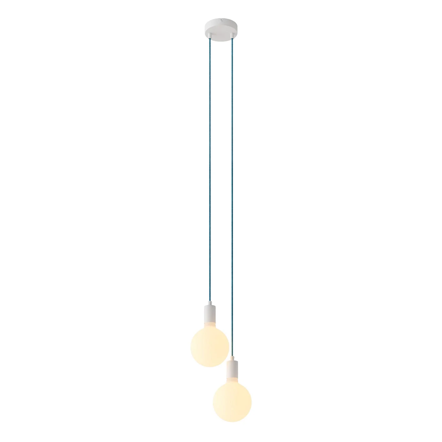 Multiple pendant lamp with 2 drops and metal finishes - White