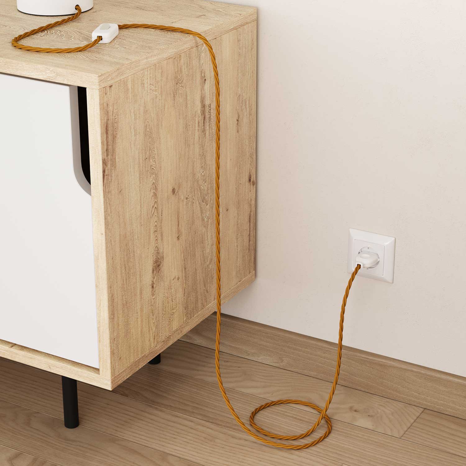 Mustard Yellow braided electrical cable - The Original Creative Cables, designed to enhance your chandeliers - TM25 - Image 3