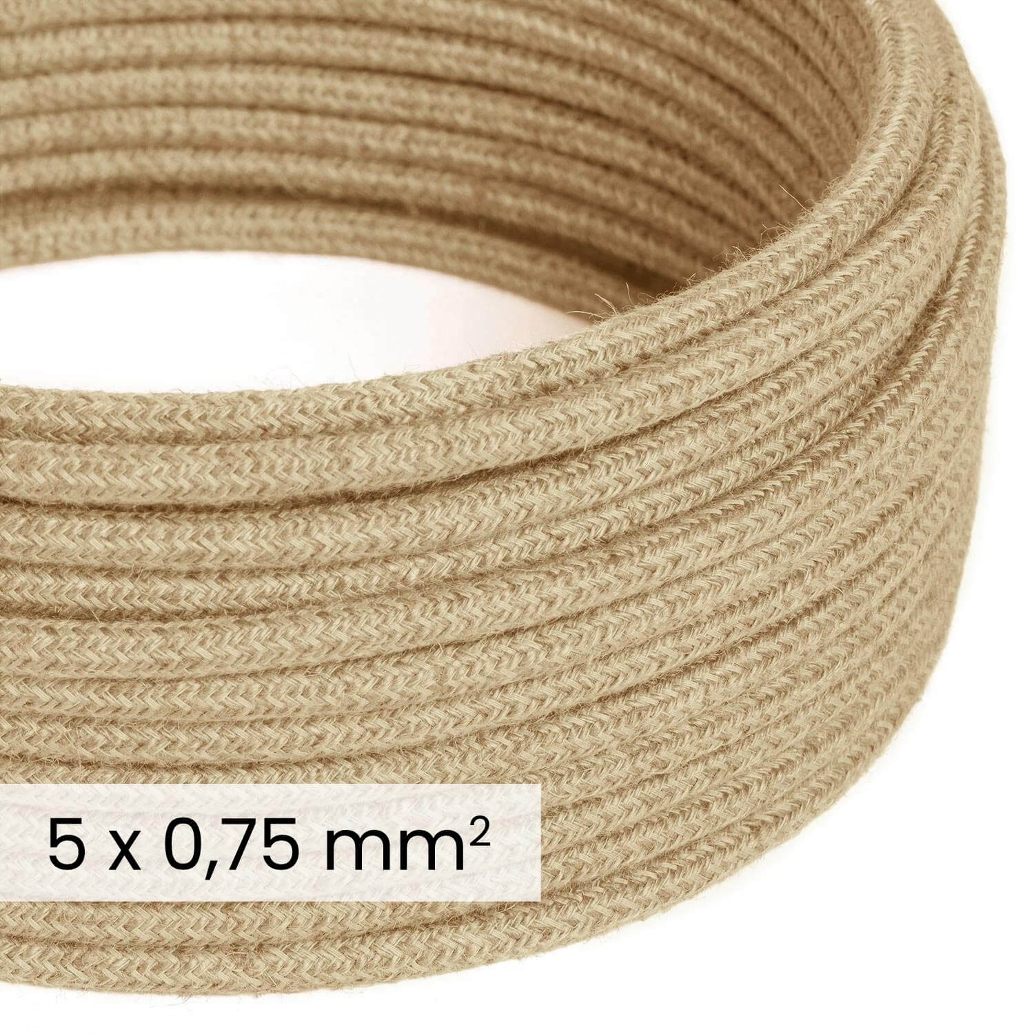 DALI textile electrical cable 5x0.75 mm² neutral in jute - Natural fabric wire for designer lights RN06