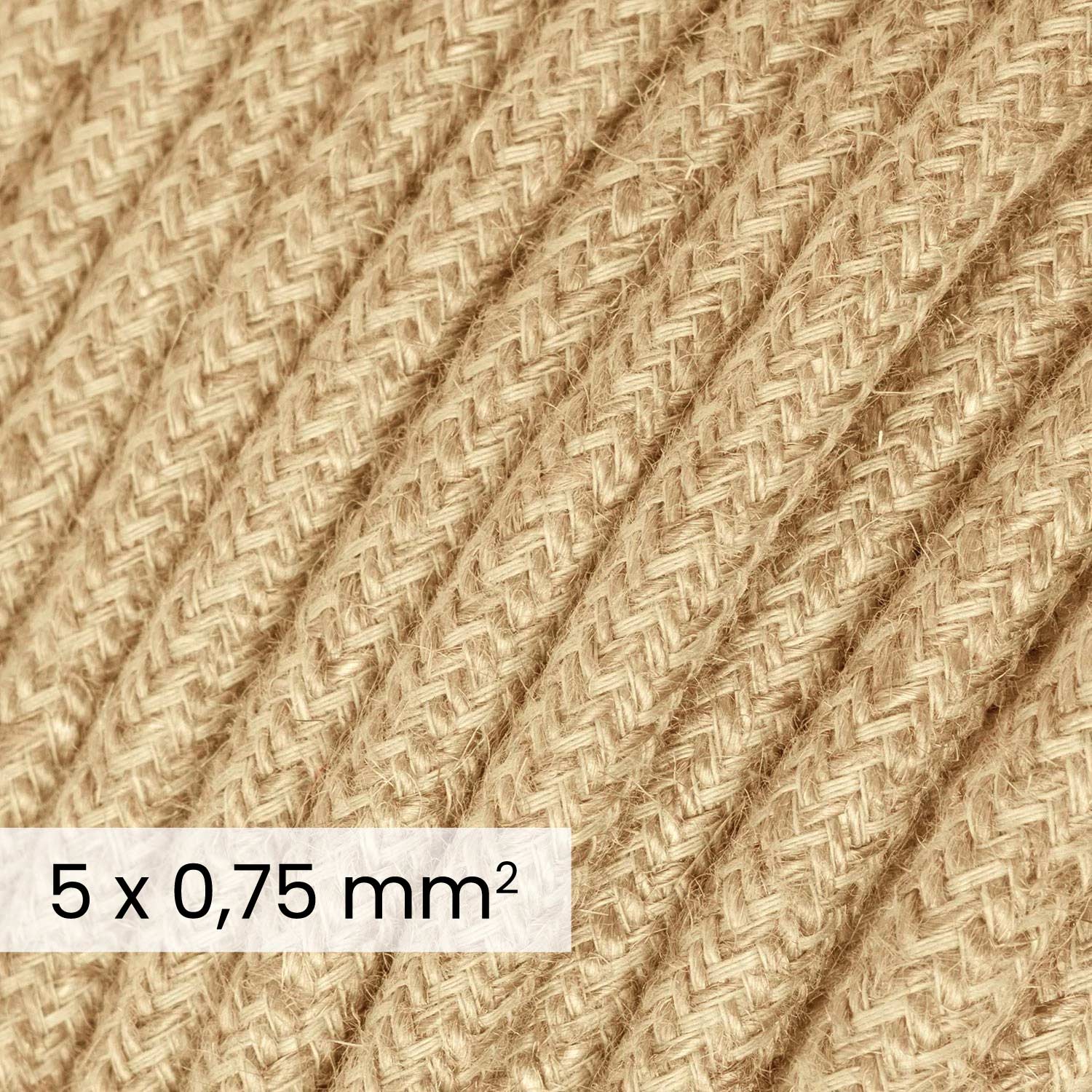 DALI textile electrical cable 5x0.75 mm² neutral in jute - Natural fabric wire for designer lights RN06 - Image 2