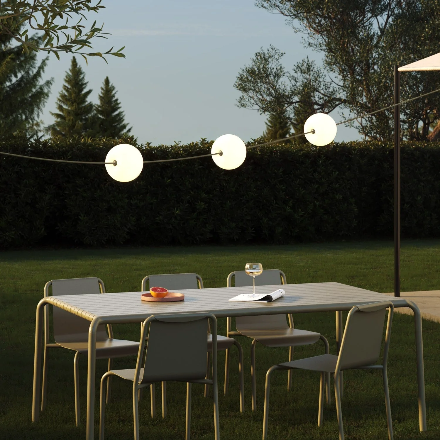 Outdoor 3-Light String Light for wet locations Olive Green, power supply with US plug - Marina3 Cherry - Image 2