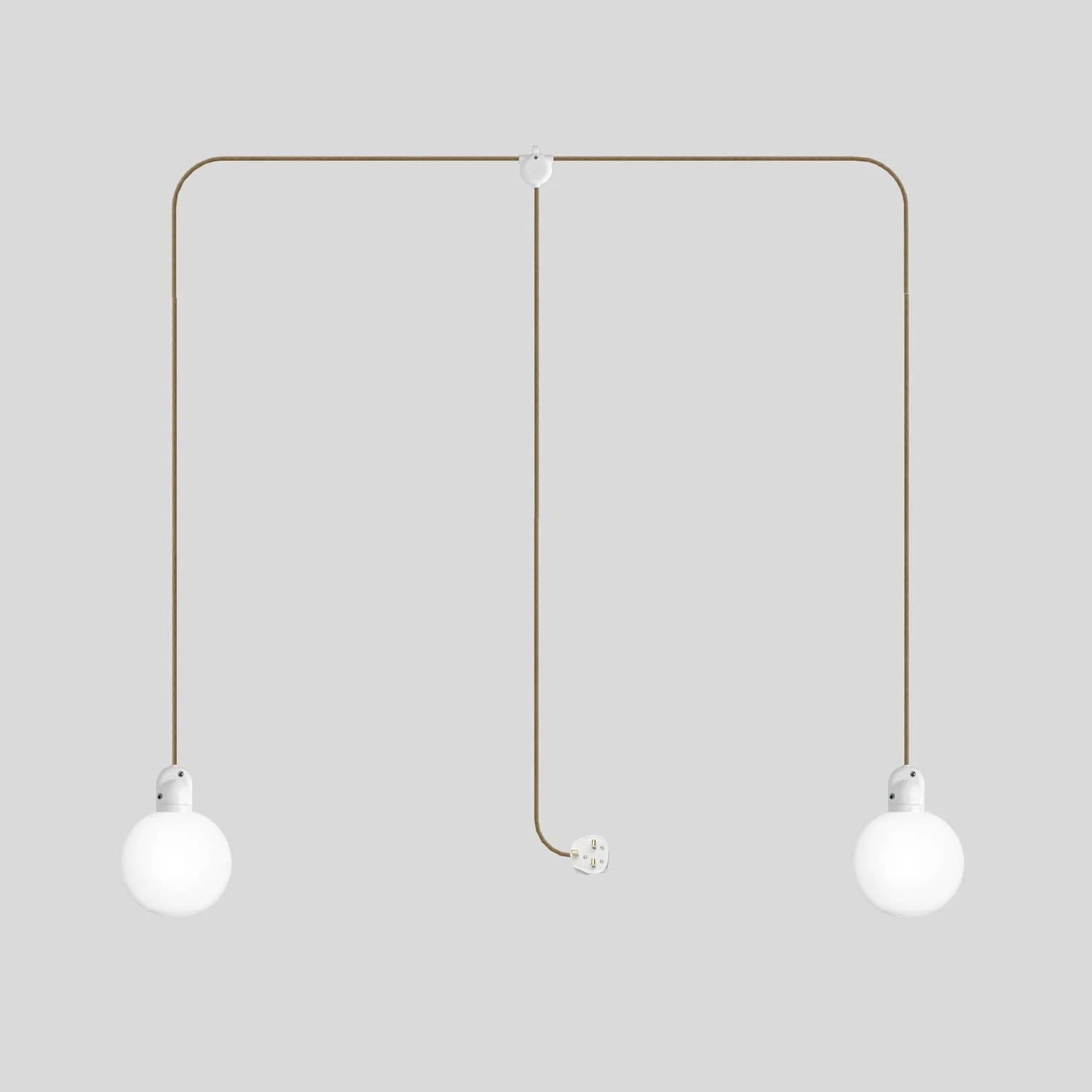 Modulair outdoor lamp IP65 with 2 drops, UK plug, Unbreak-a-Ball unbreakable lampshades, and SN06 cable