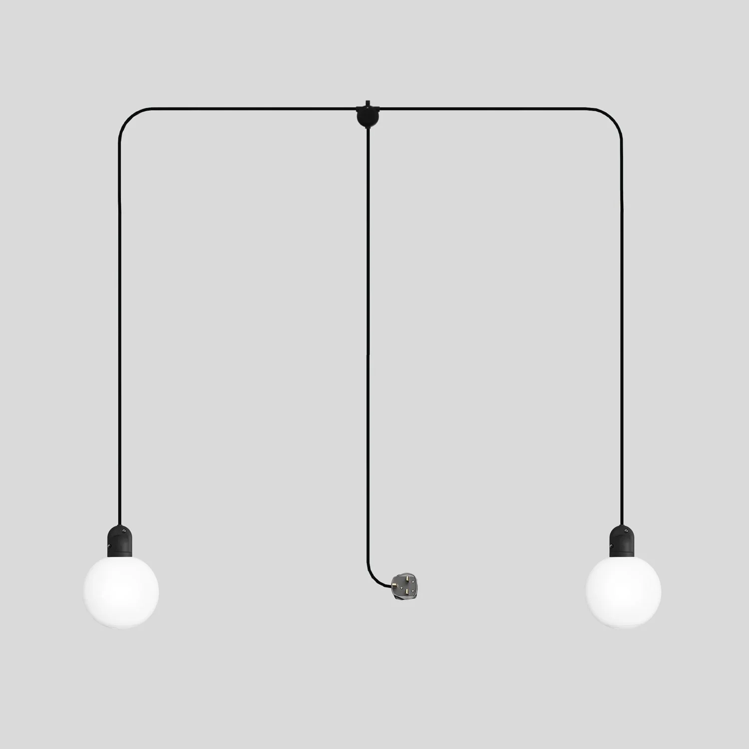 Modulair outdoor lamp IP65 with 2 drops, UK plug, Unbreak-a-Ball shatterproof lampshades and SM04 cable