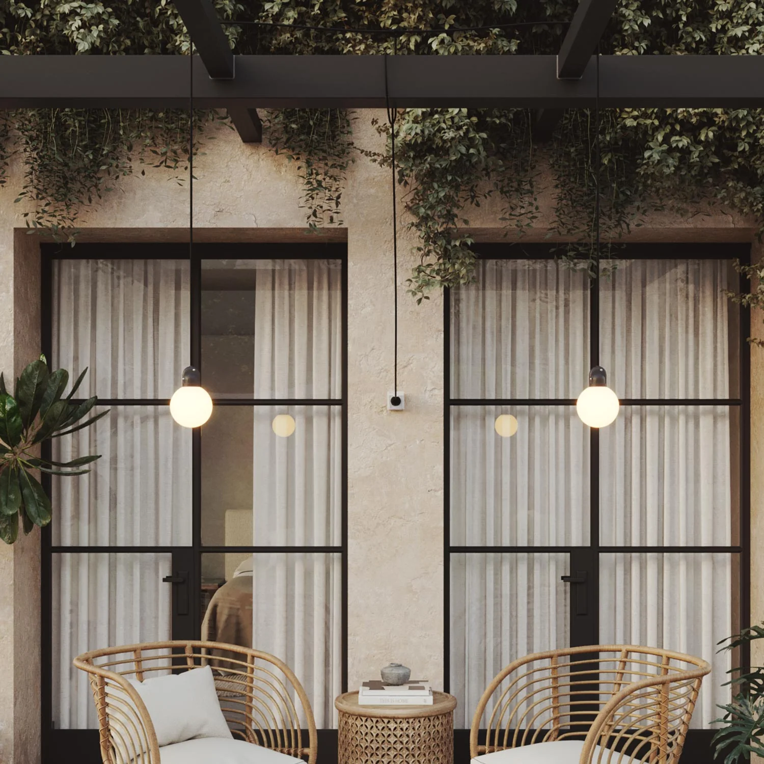 Modulair outdoor lamp IP65 with 2 drops, UK plug, Unbreak-a-Ball shatterproof lampshades and SM04 cable - Image 2