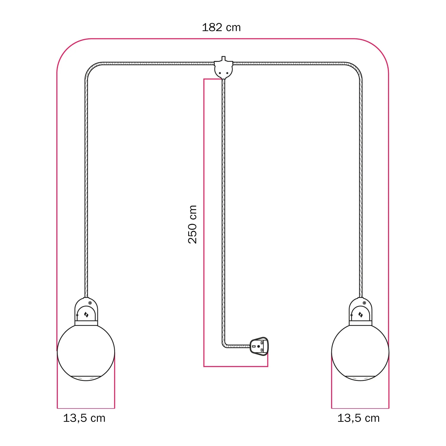 Modulair outdoor lamp IP65 with 2 drops, UK plug, Unbreak-a-Ball shatterproof lampshades and SM04 cable - Image 5