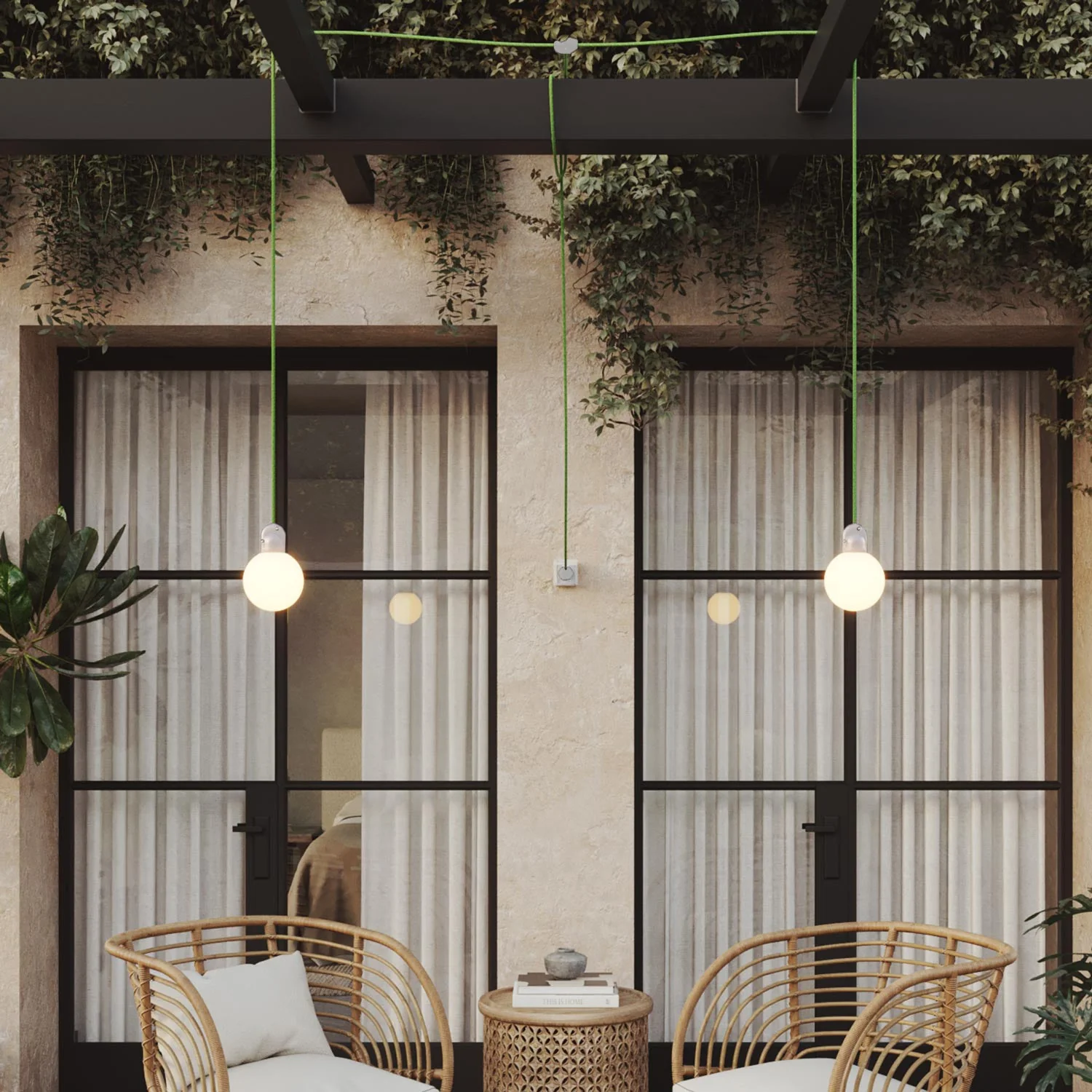 Modulair outdoor lamp IP65 with 2 drops, UK plug, unbreakable Unbreak-a-Ball lampshades and SX08 cable - Image 2