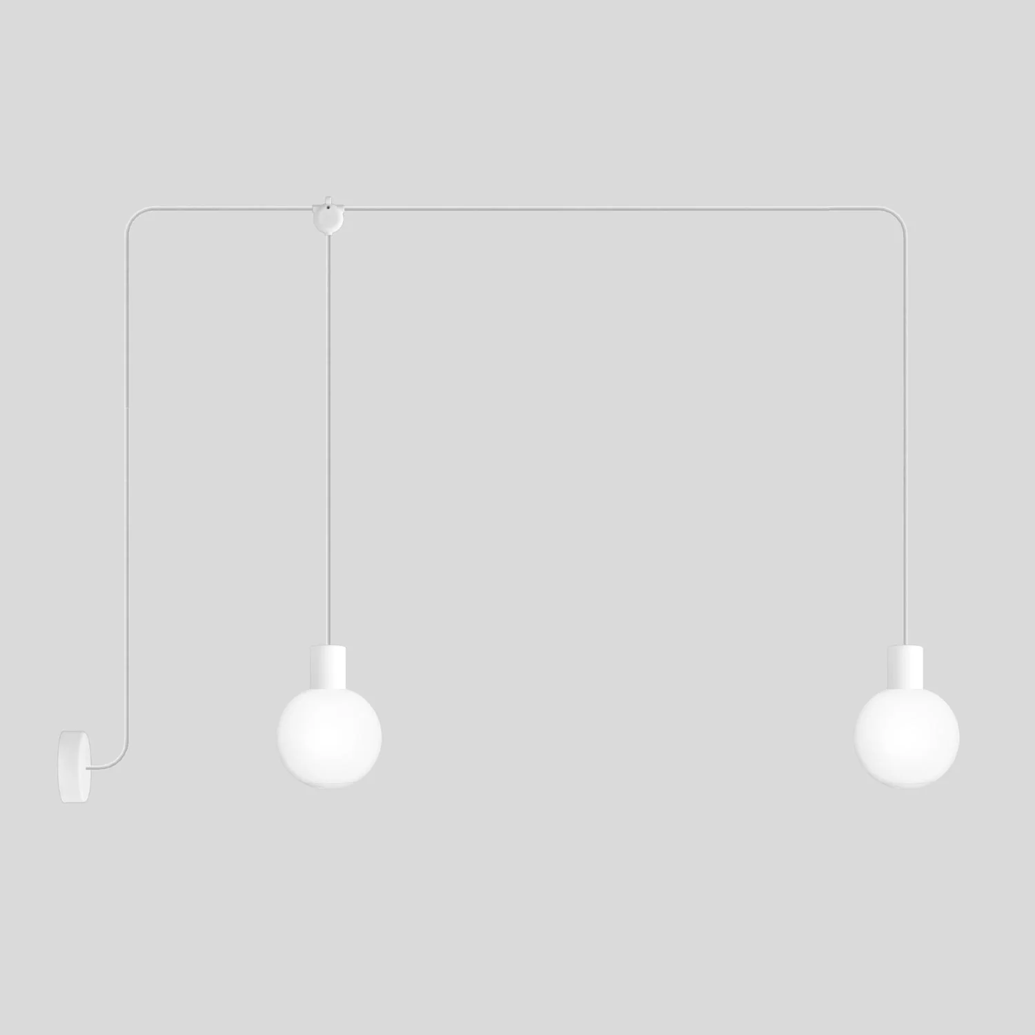Outdoor pendant lamp Modulair IP65 with 2 drops and unbreakable Unbreak-a-Ball lampshades - White