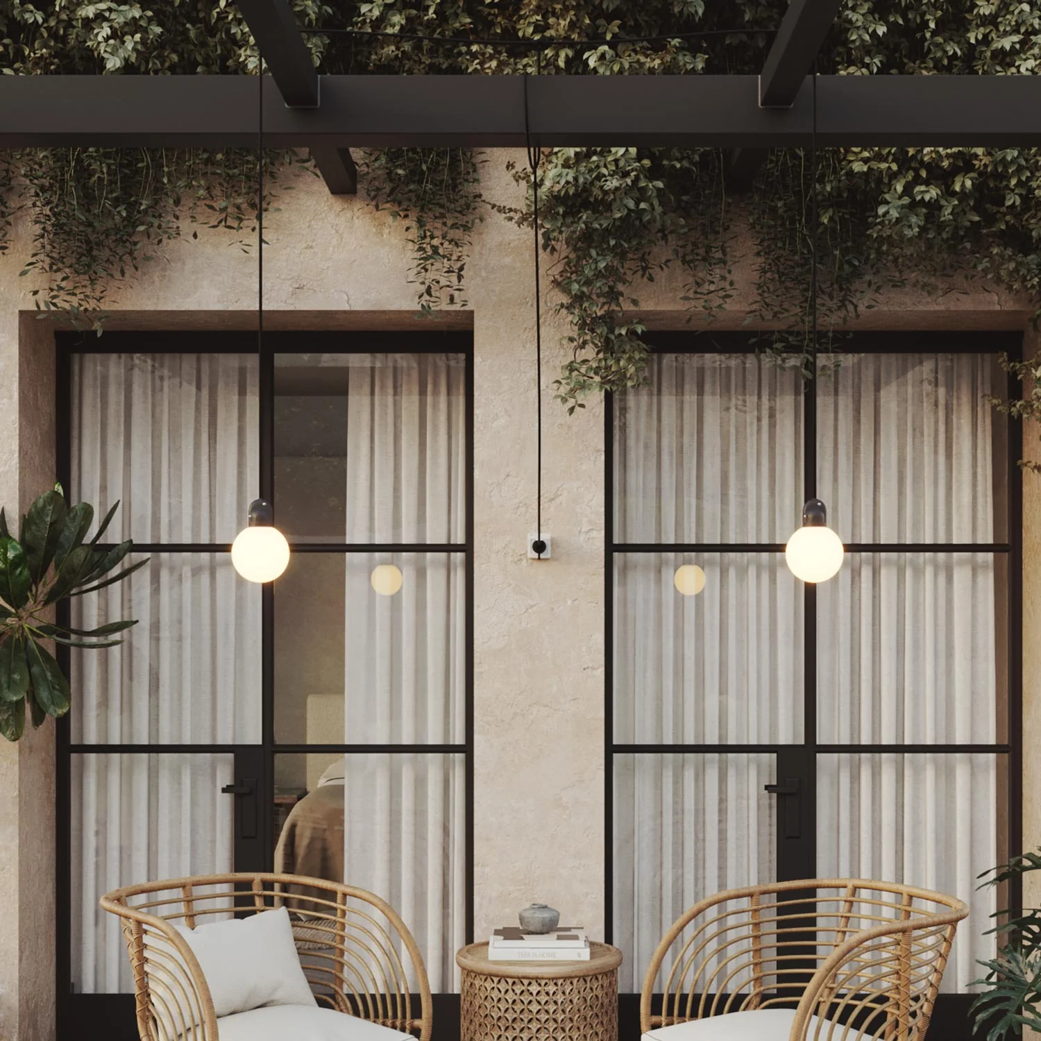 Modulair outdoor plug-in lamp IP65 with 2 drops, unbreakable Unbreak-a-Ball lampshades and SM04 cable - Image 2