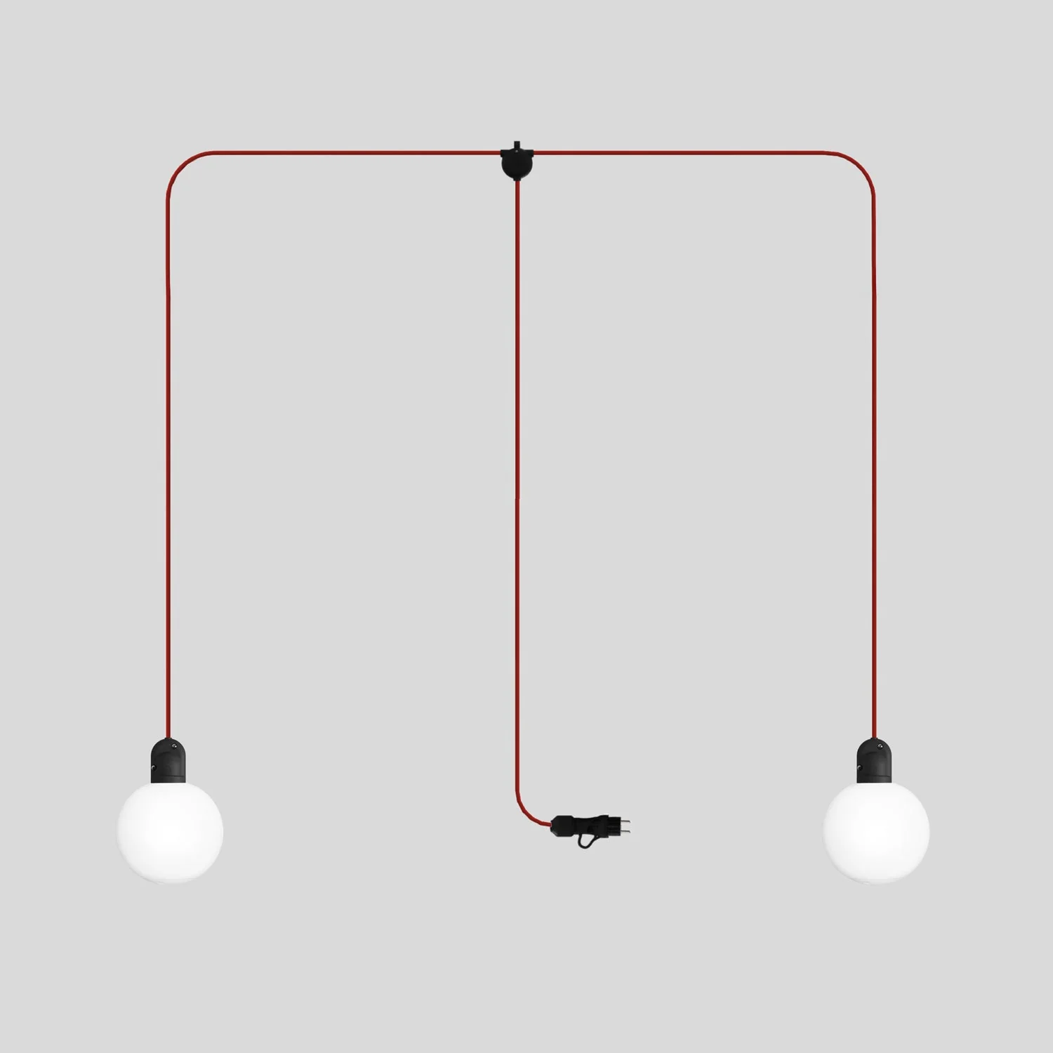 Plug-in outdoor lamp Modulair IP65 with 2 drops, unbreakable Unbreak-a-Ball lampshades and SM09 cable