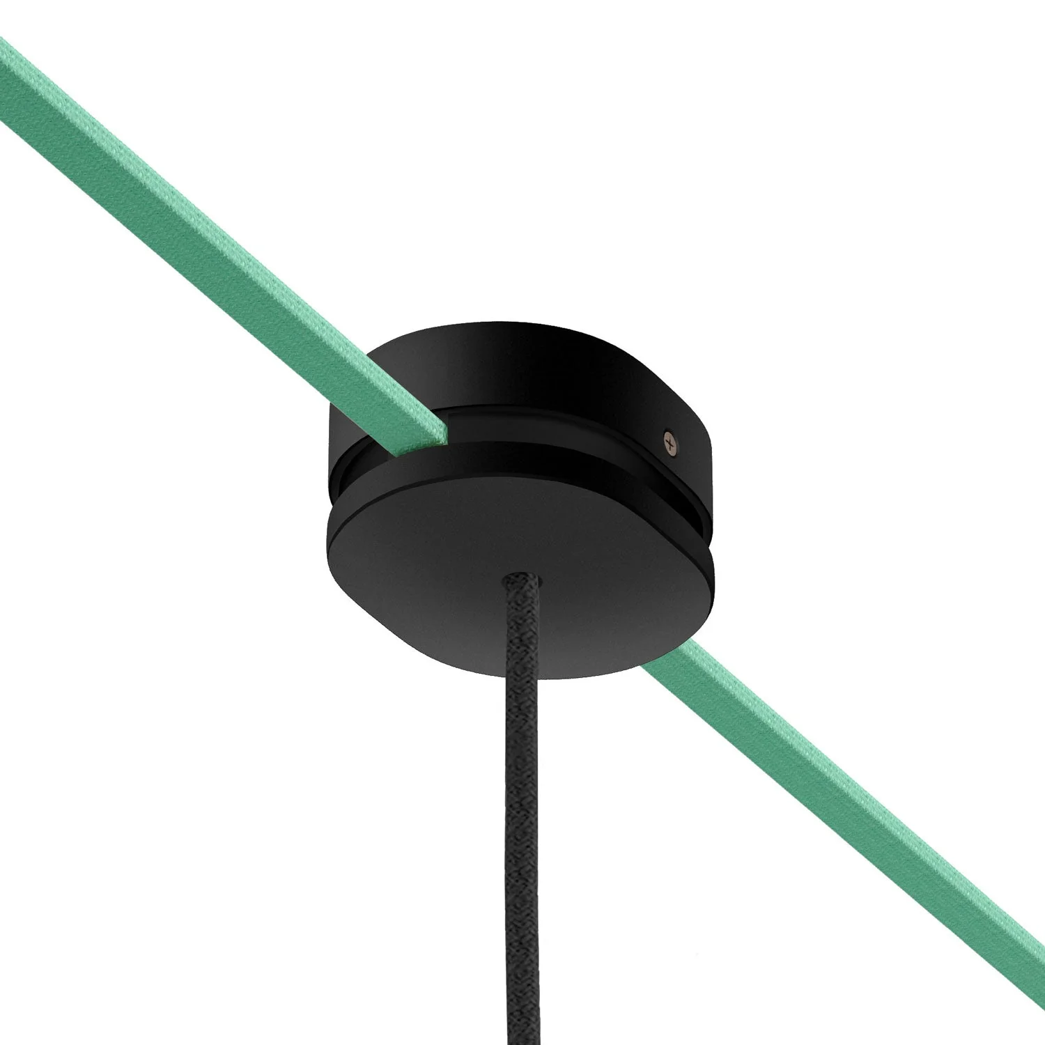 Oval wooden ceiling rose with one central hole and 2 side holes for cable for string light and Filé system. Made in Italy - Black