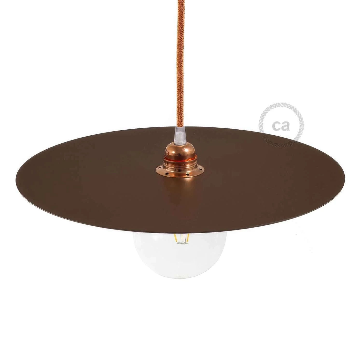 Oversized Ellepì painted iron plate for pendant lamps, 40 cm diameter – Made in Italy – Corten effect