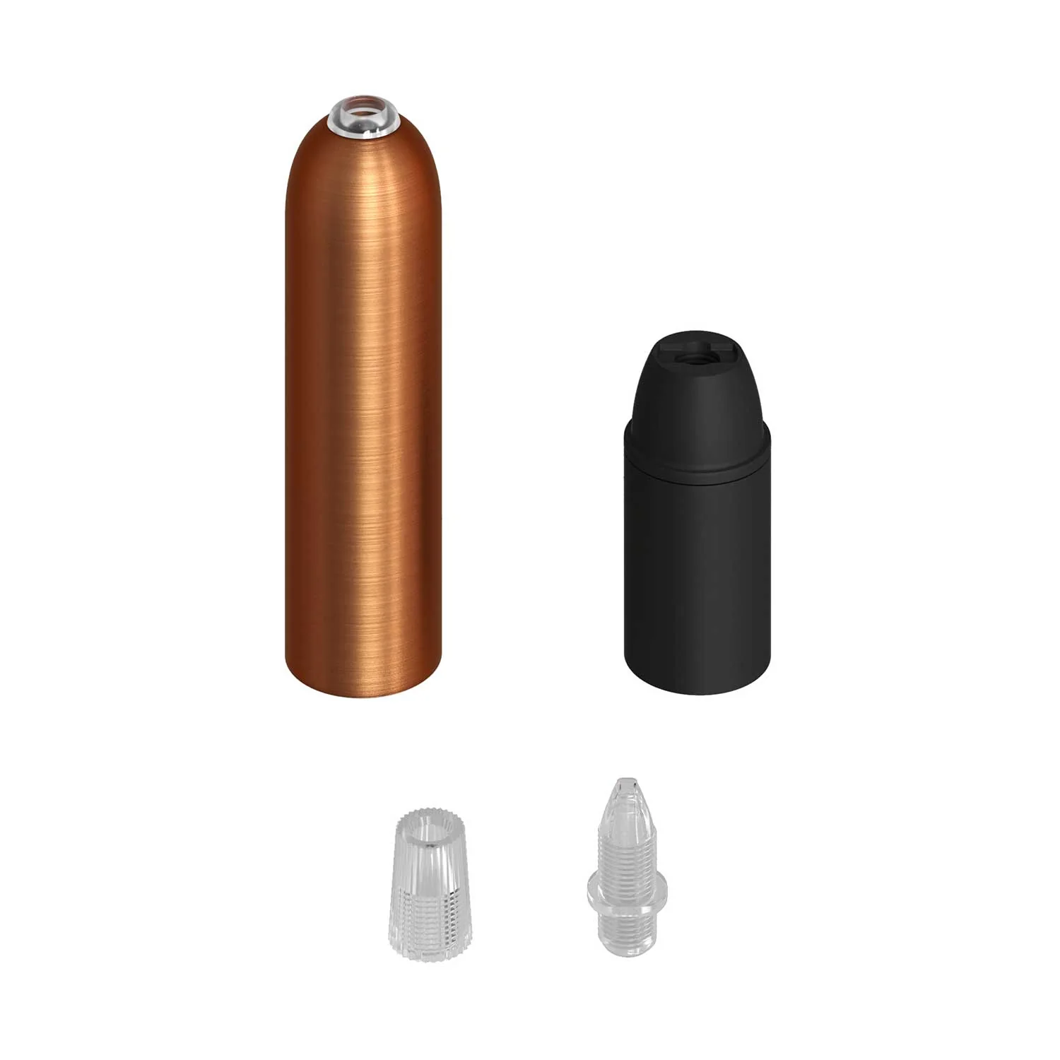 P-Light, E14 metal lamp holder kit with concealed cable clamp - Satin copper - Image 2