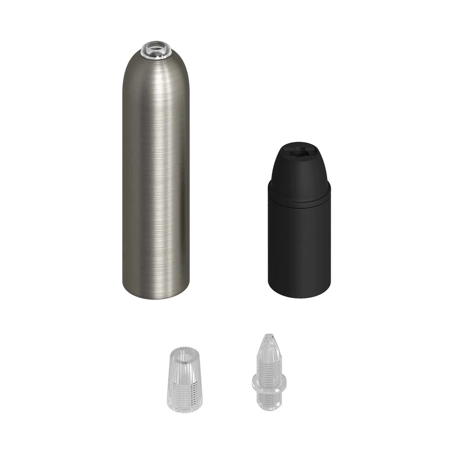 P-Light, E14 metal lamp holder kit with concealed cable clamp - Satin titanium - Image 2