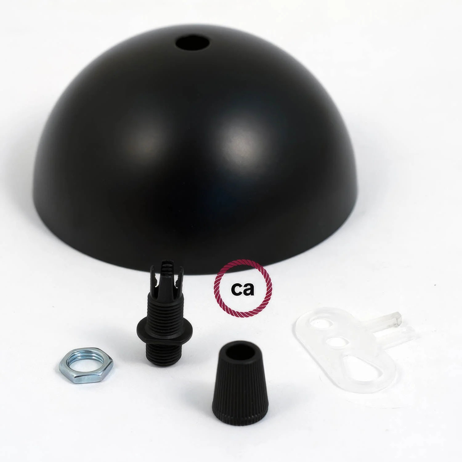 Semi-spherical ceiling rose kit in painted metal - Black - Image 3