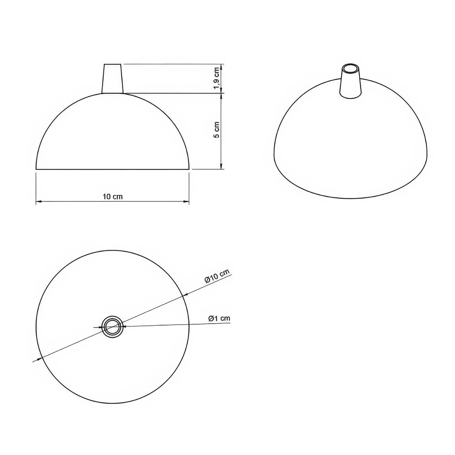 Semi-spherical ceiling rose kit in painted metal - Black - Image 4