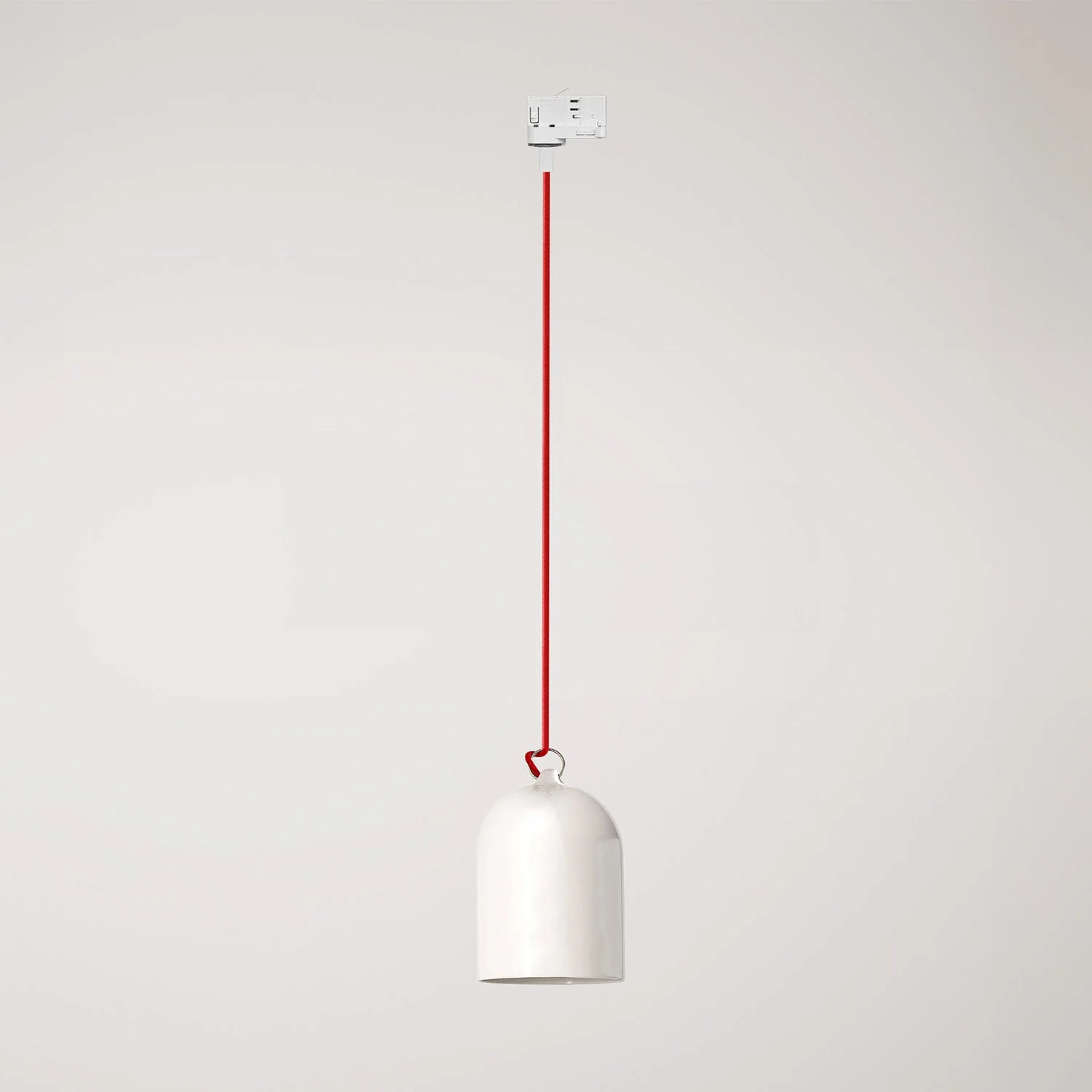 Track pendant with mini Bell ceramic lampshade - Glossy white