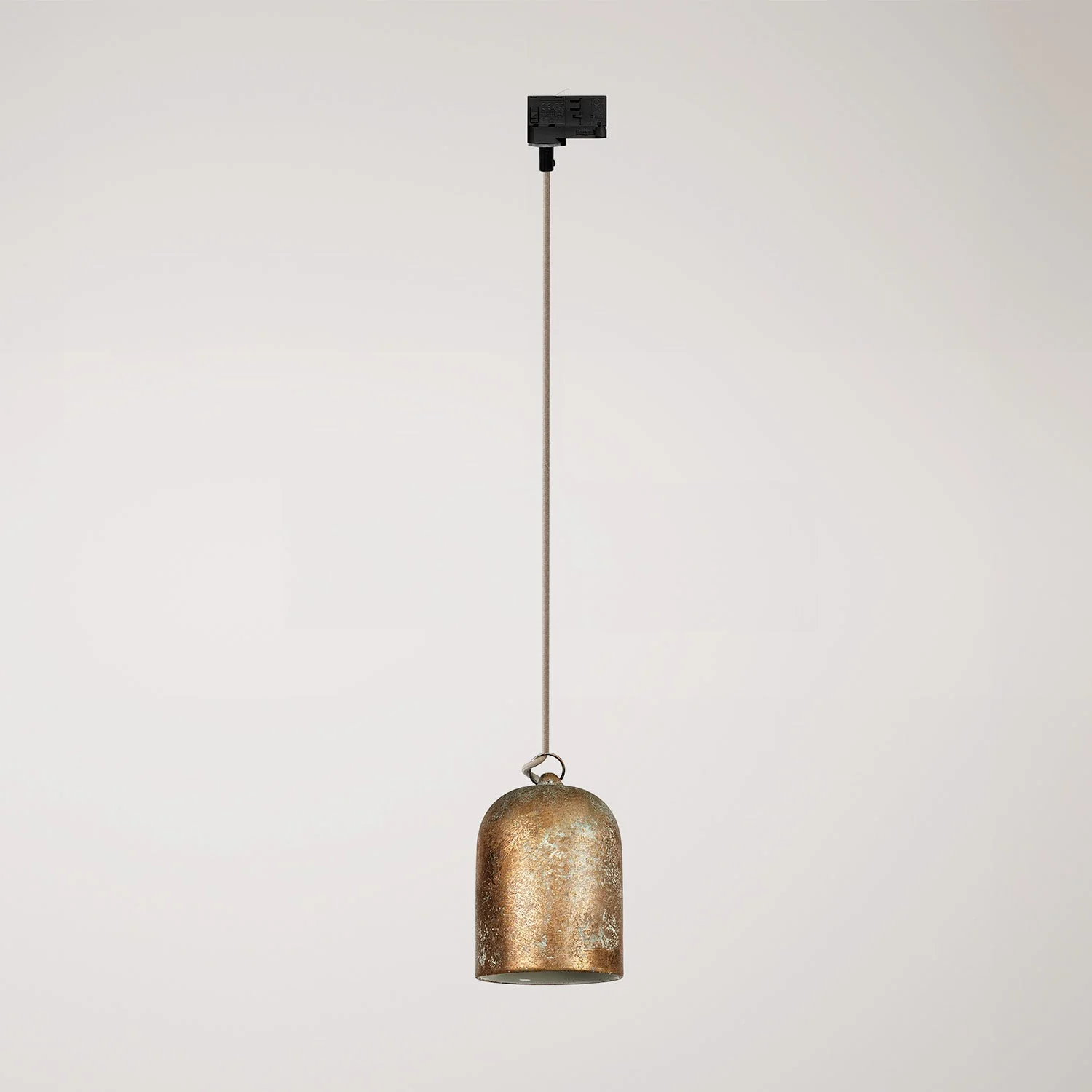 Track pendant with mini Bell ceramic lampshade - Green copper effect