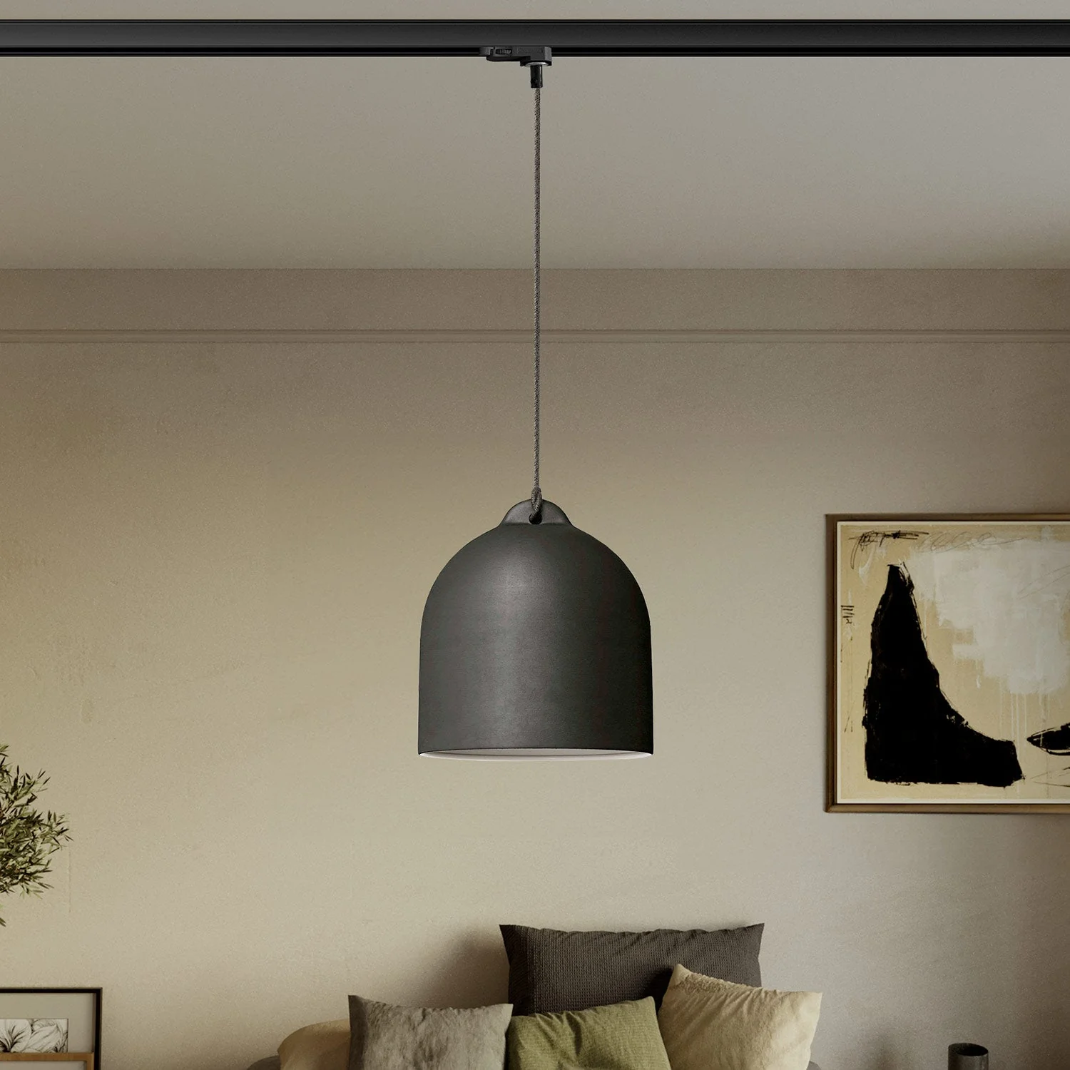 Track pendant with Campana M lampshade in ceramic - Blackboard - Image 2