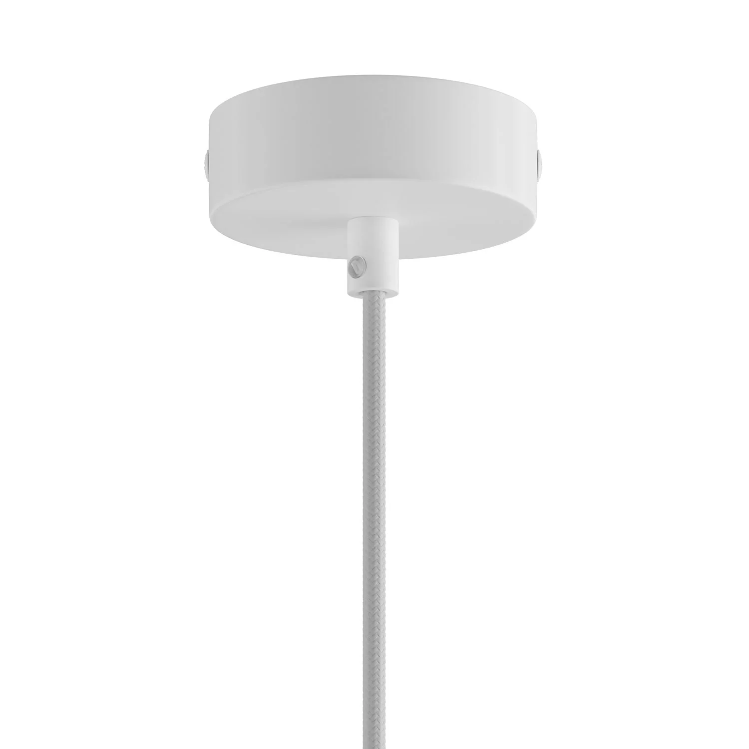 Pendant lamp complete with textile cable and double Tub-E14 lampshade in wood and metal - Matt white - Image 2