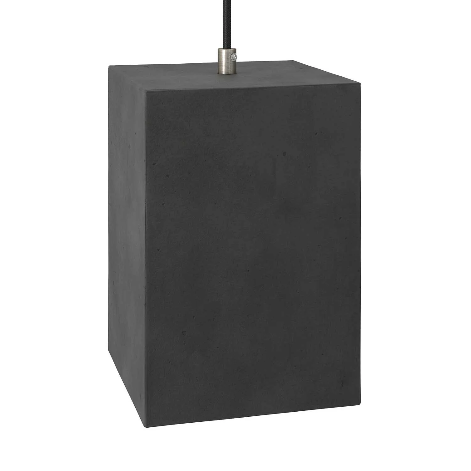 Pendant lamp complete with textile cable, Cubo concrete lampshade and metal finishes - Dark concrete