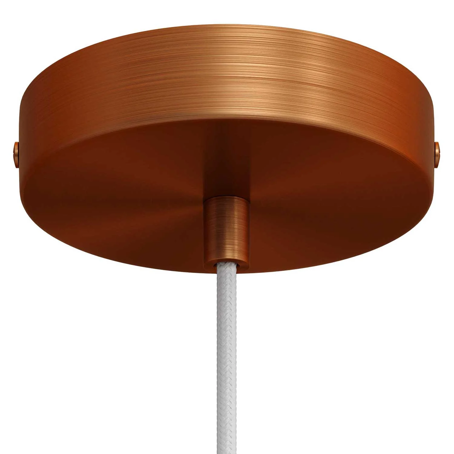 Pendant lamp complete with textile cable, Tub-E14 lampshade and metal finishes - Satin copper - Image 2
