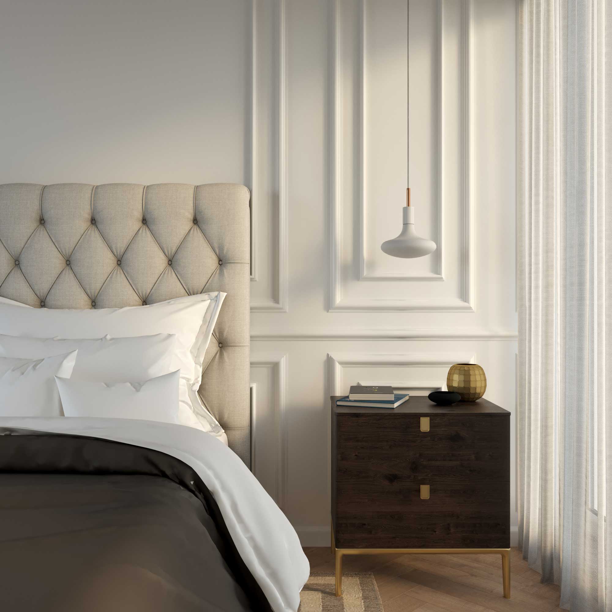 Pendant lamp complete with fabric cable, metal finishes and 7cm cable clamp - White - Image 2
